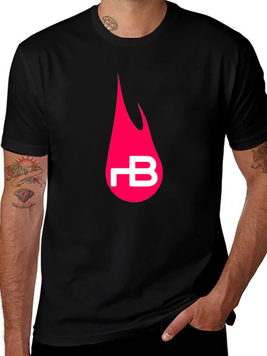Black T-Shirt with Pink Flame Logo