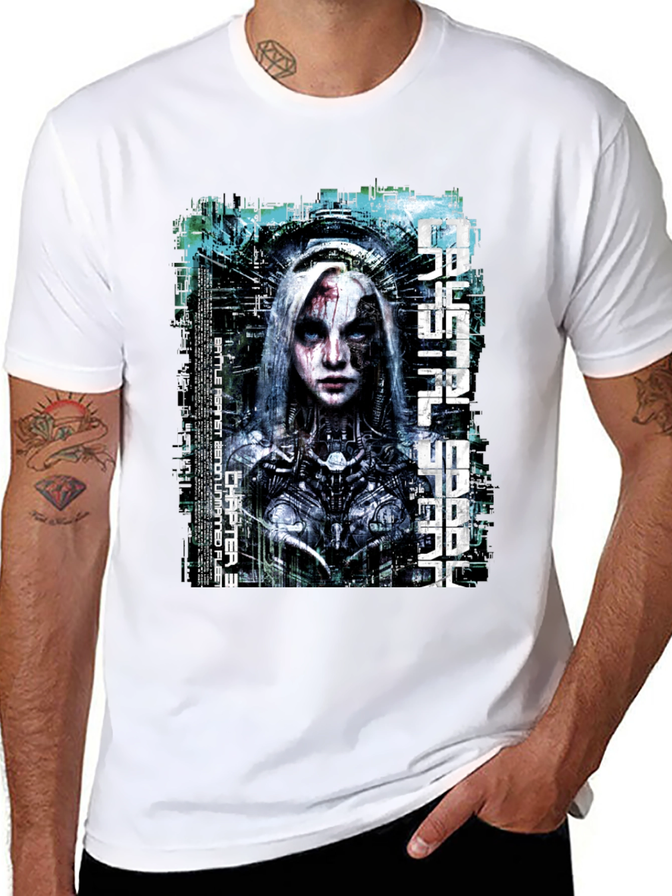 Futuristic Cyberpunk Graphic T-Shirt
