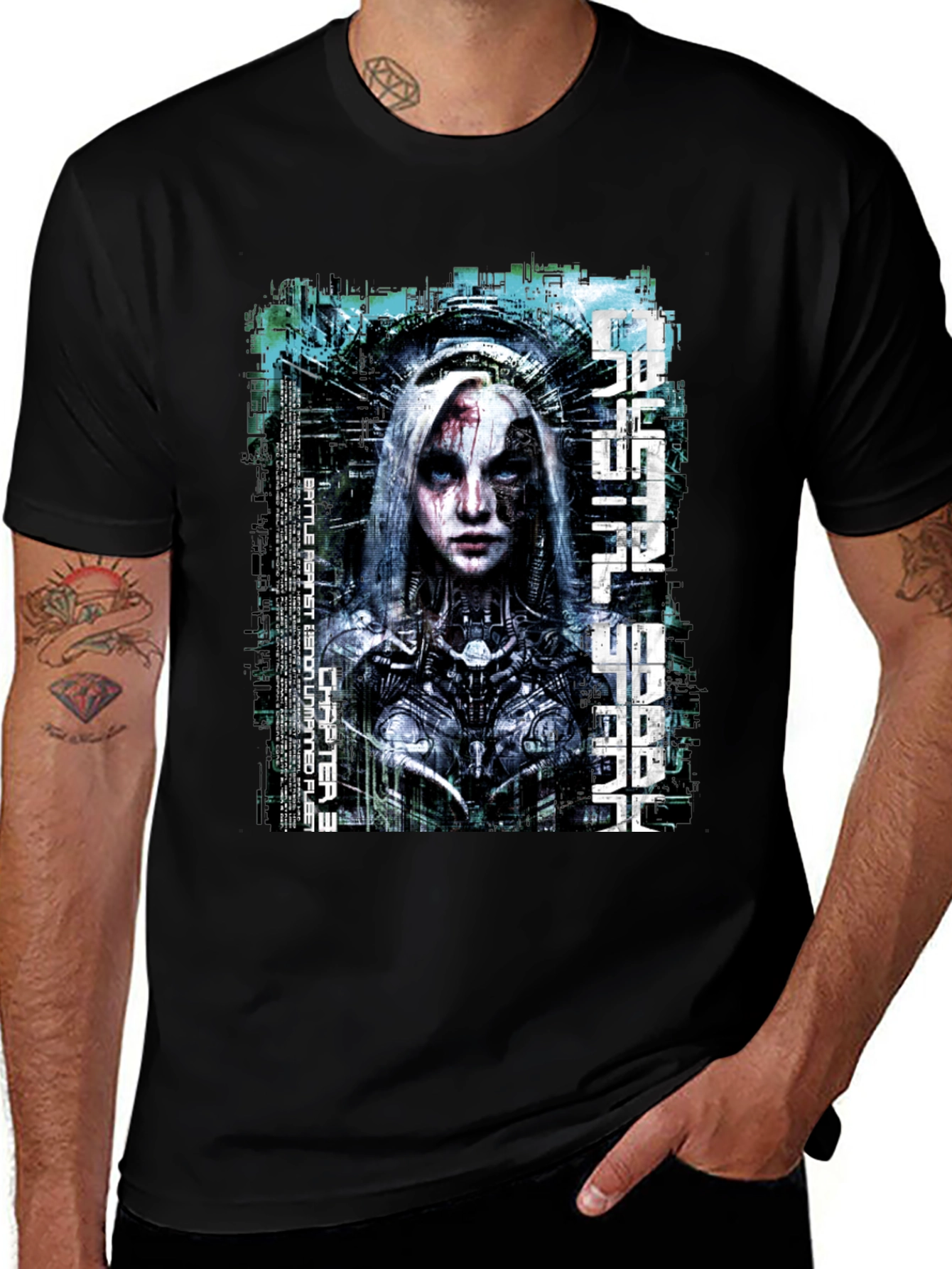 Futuristic Cyberpunk Graphic T-Shirt