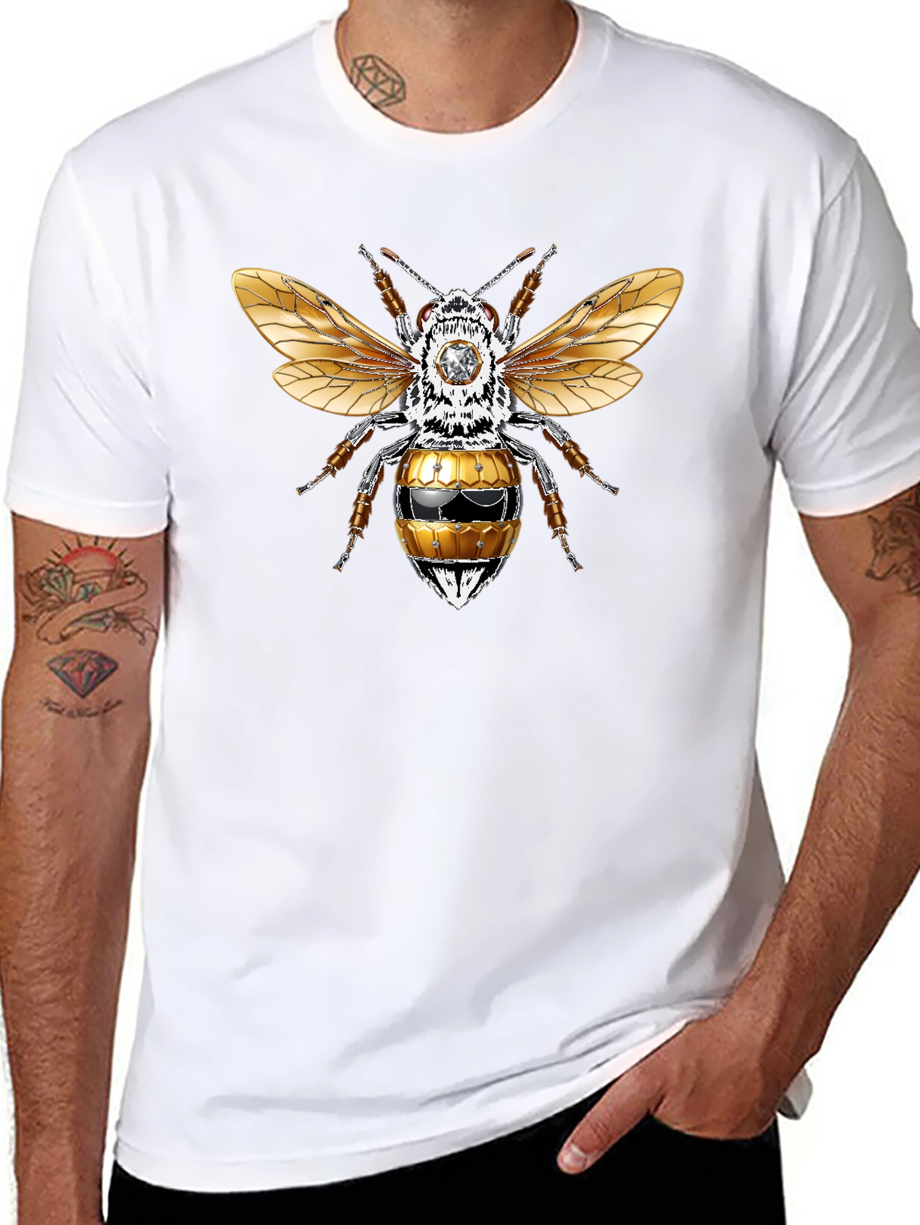 Graphic Tee - Honey Bee Design Black T-Shirt