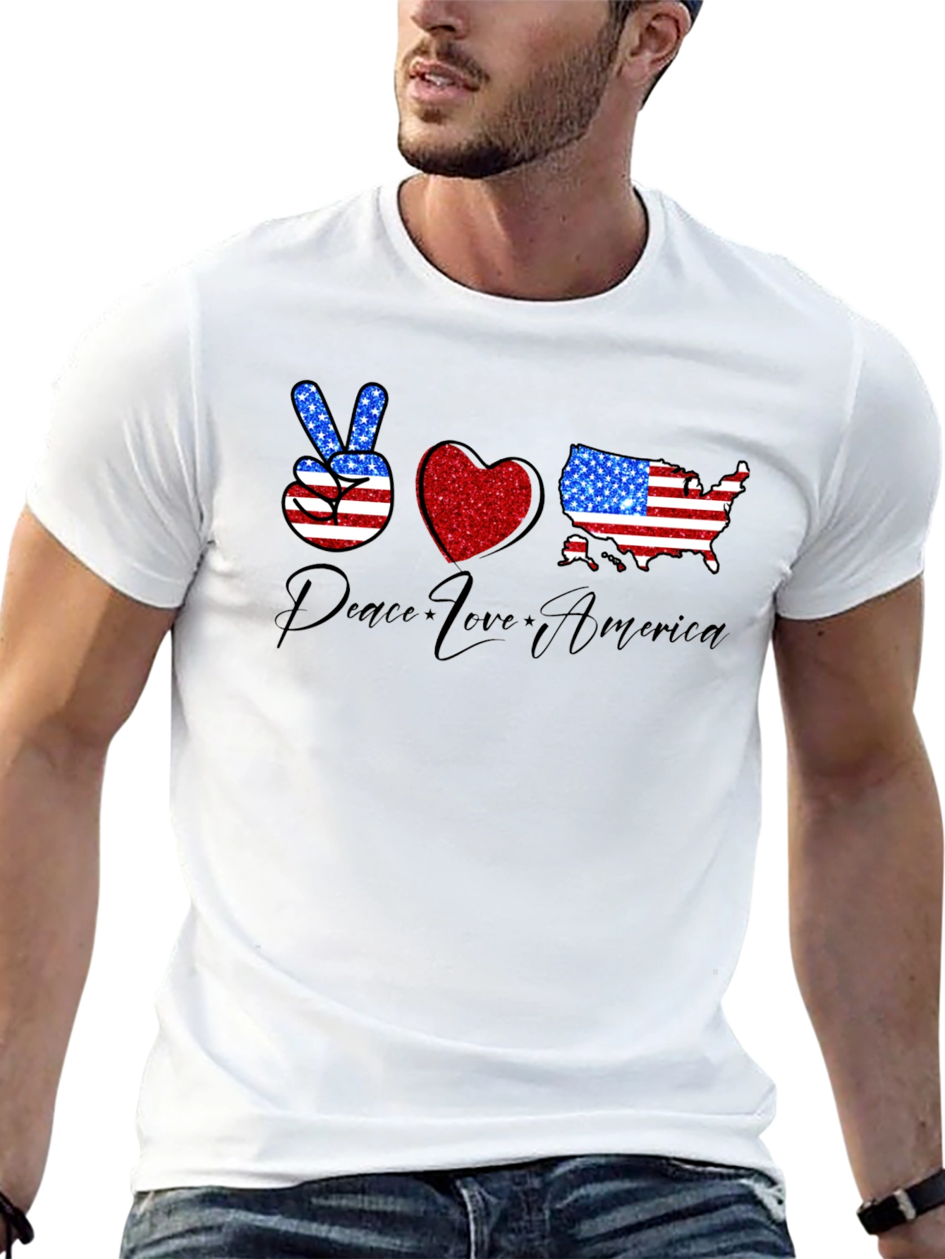 Peace Love America Patriotic T-Shirt