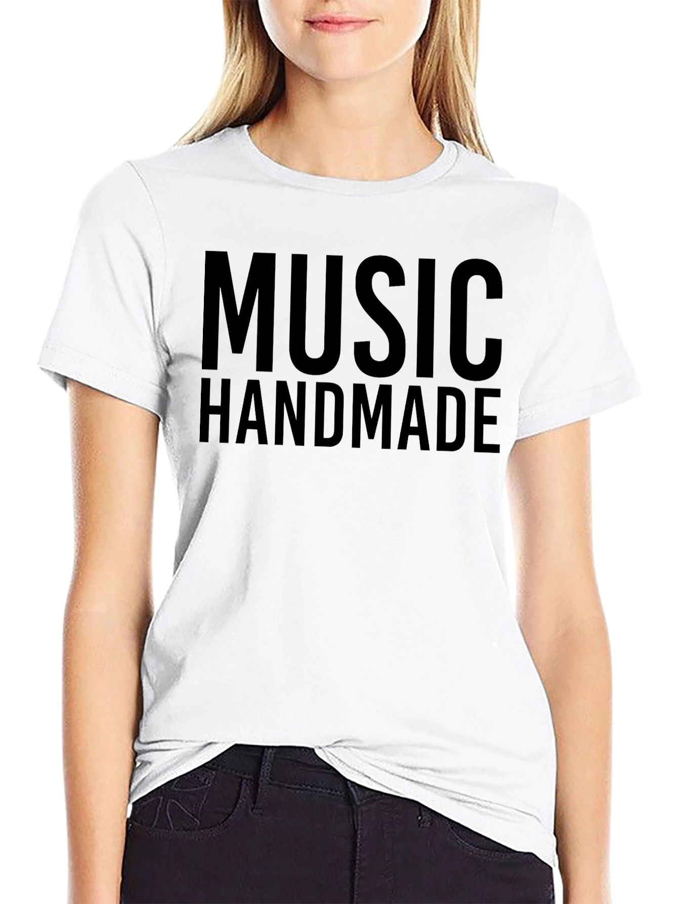 Music Handmade Graphic T-Shirt - Black Crew Neck Tee