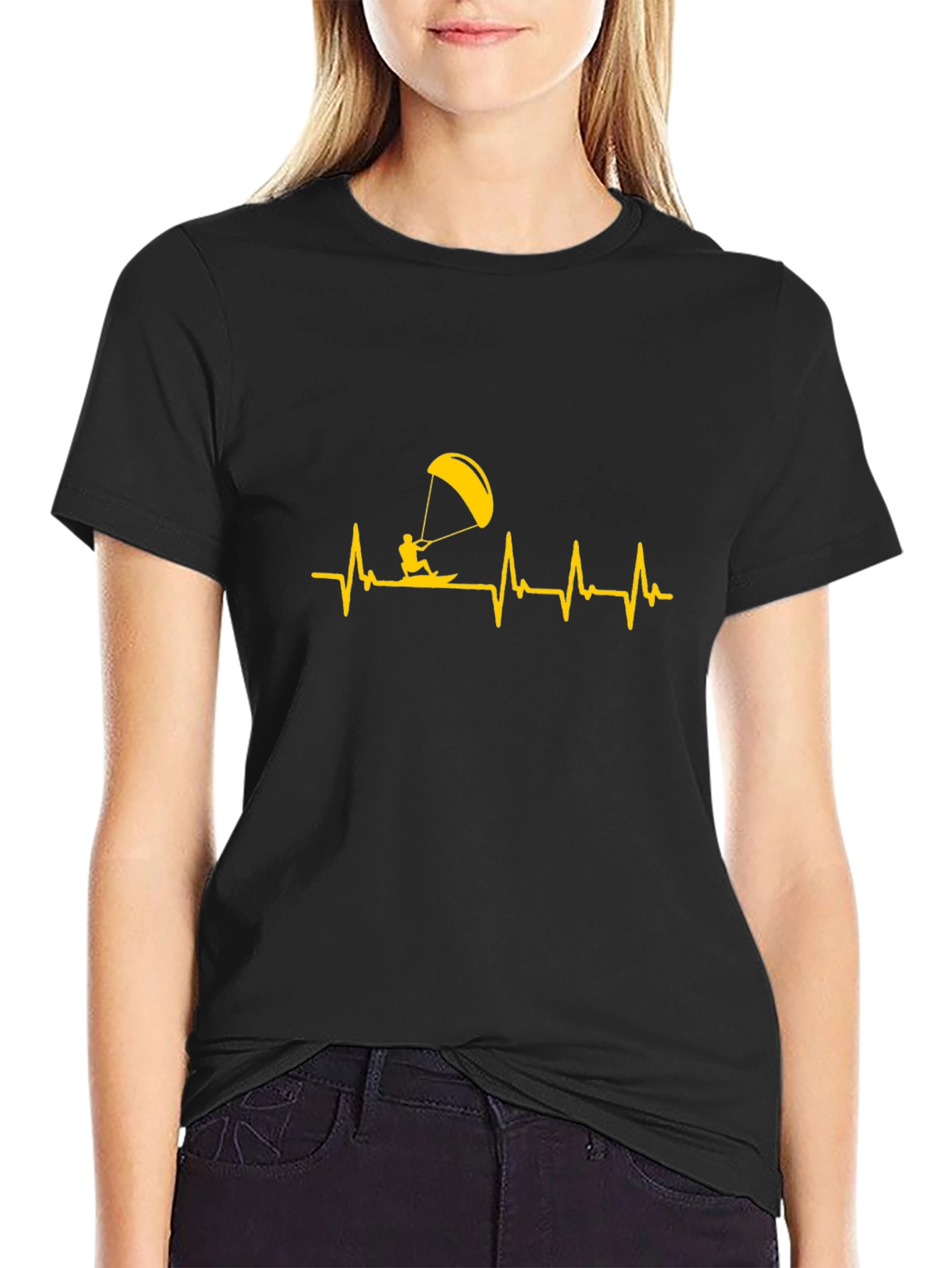 Kite Surfing Heartbeat Graphic Tee