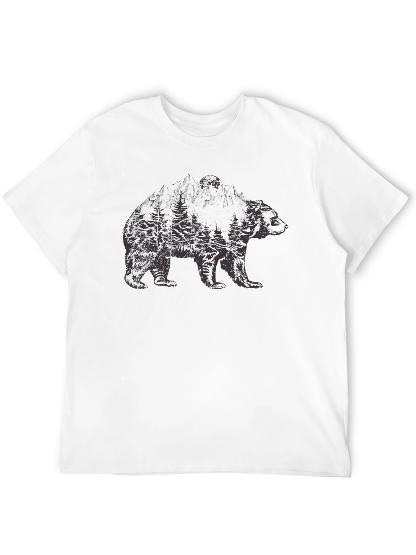 Nature Bear Graphic Black T-Shirt