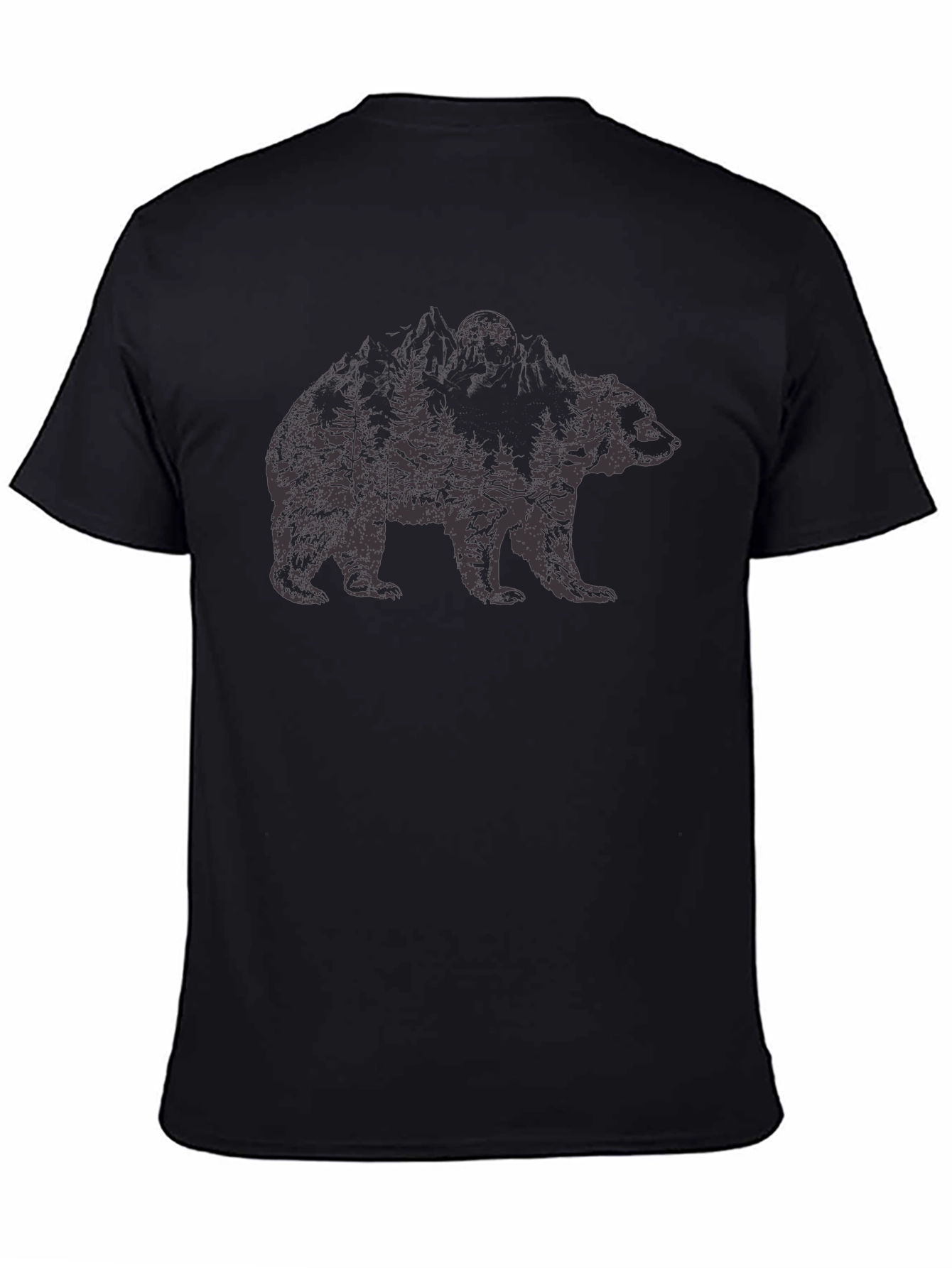 Nature Bear Graphic Black T-Shirt