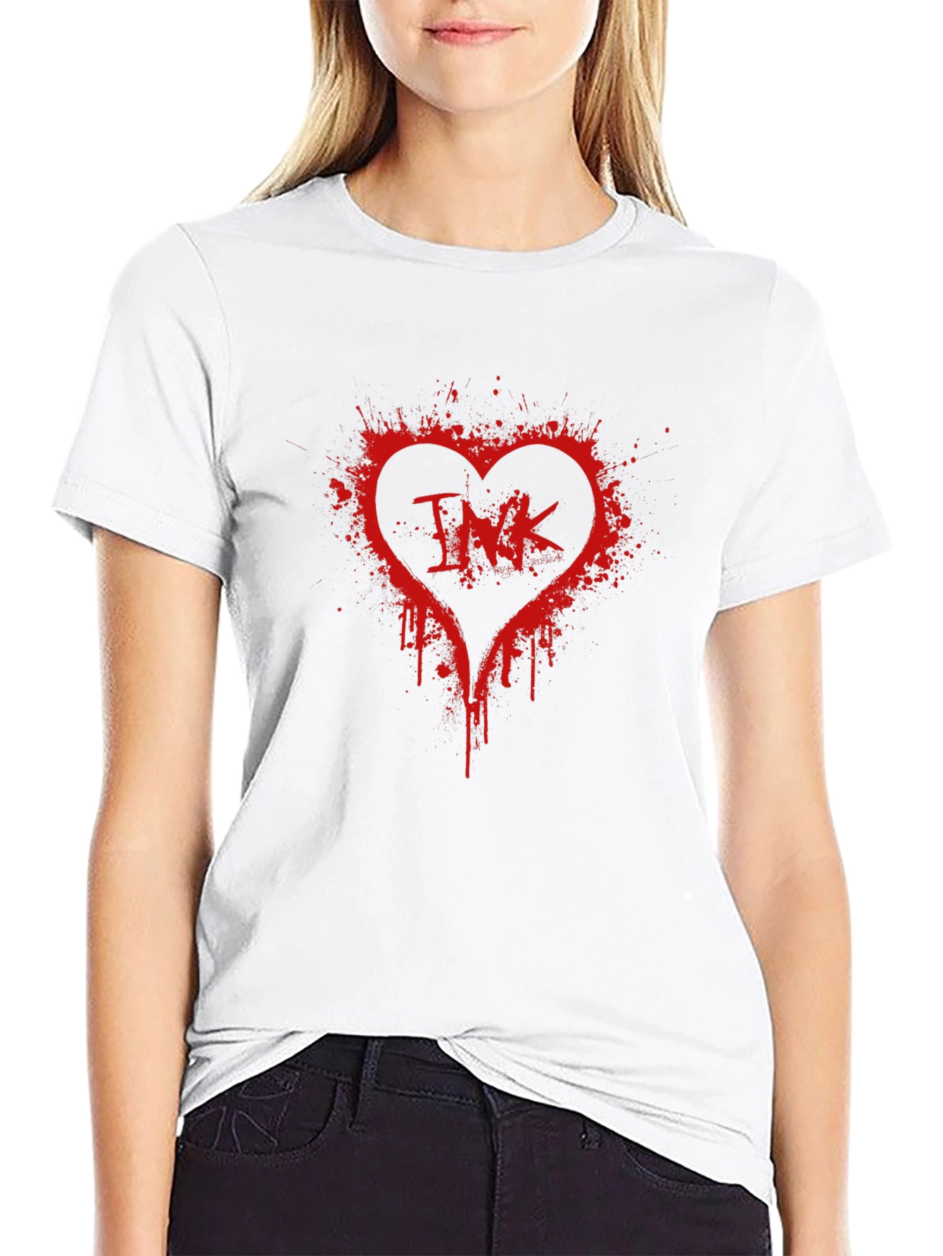 INK Splatter Heart T-Shirt - Black
