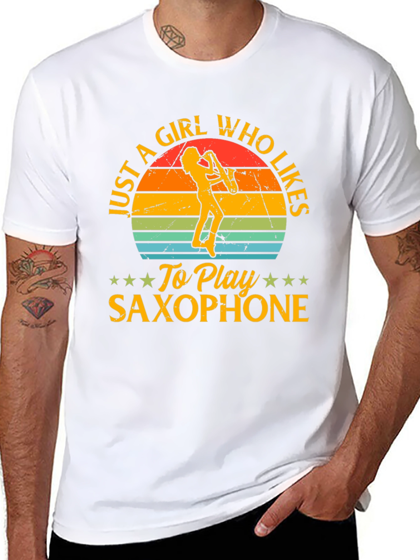 Saxophone Girl T-Shirt - Music Lover Tee