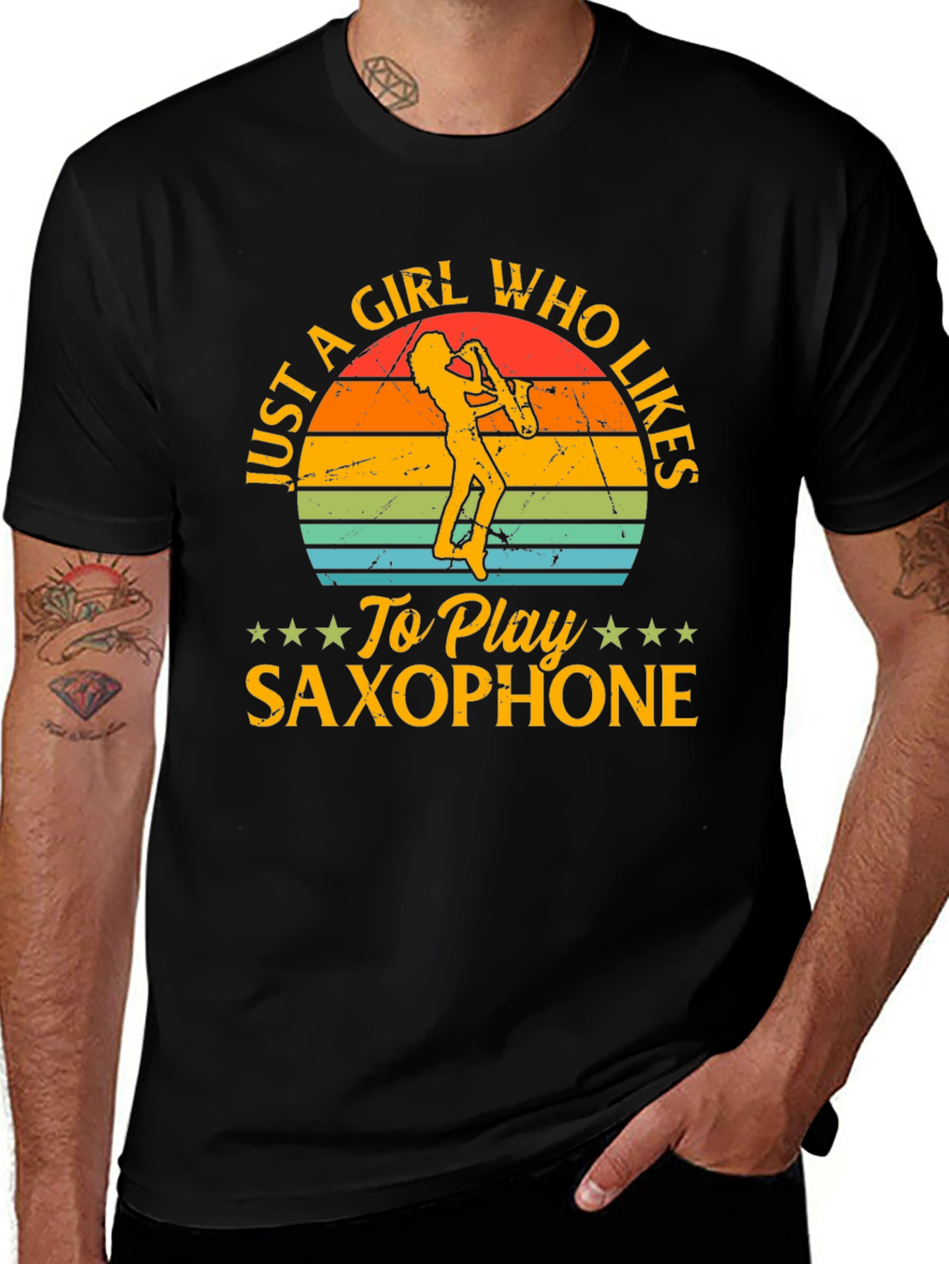 Saxophone Girl T-Shirt - Music Lover Tee