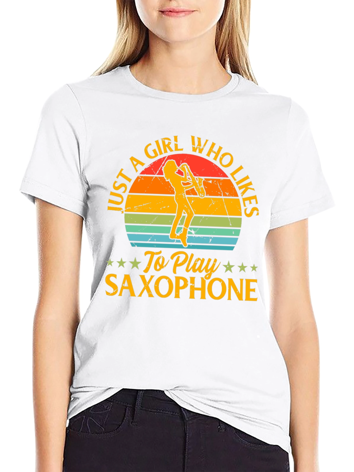 Saxophone Girl T-Shirt - Music Lover Tee