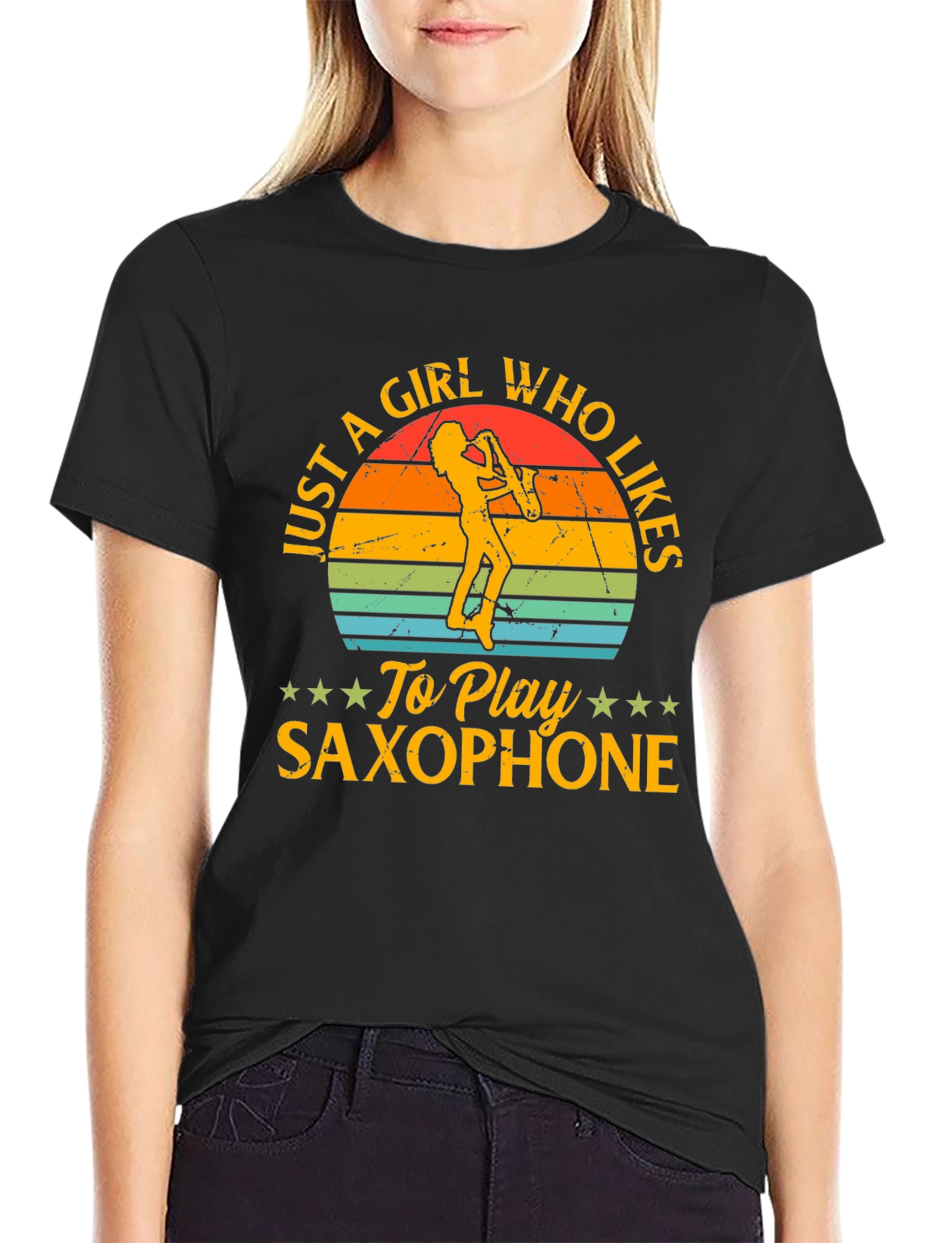 Saxophone Girl T-Shirt - Music Lover Tee
