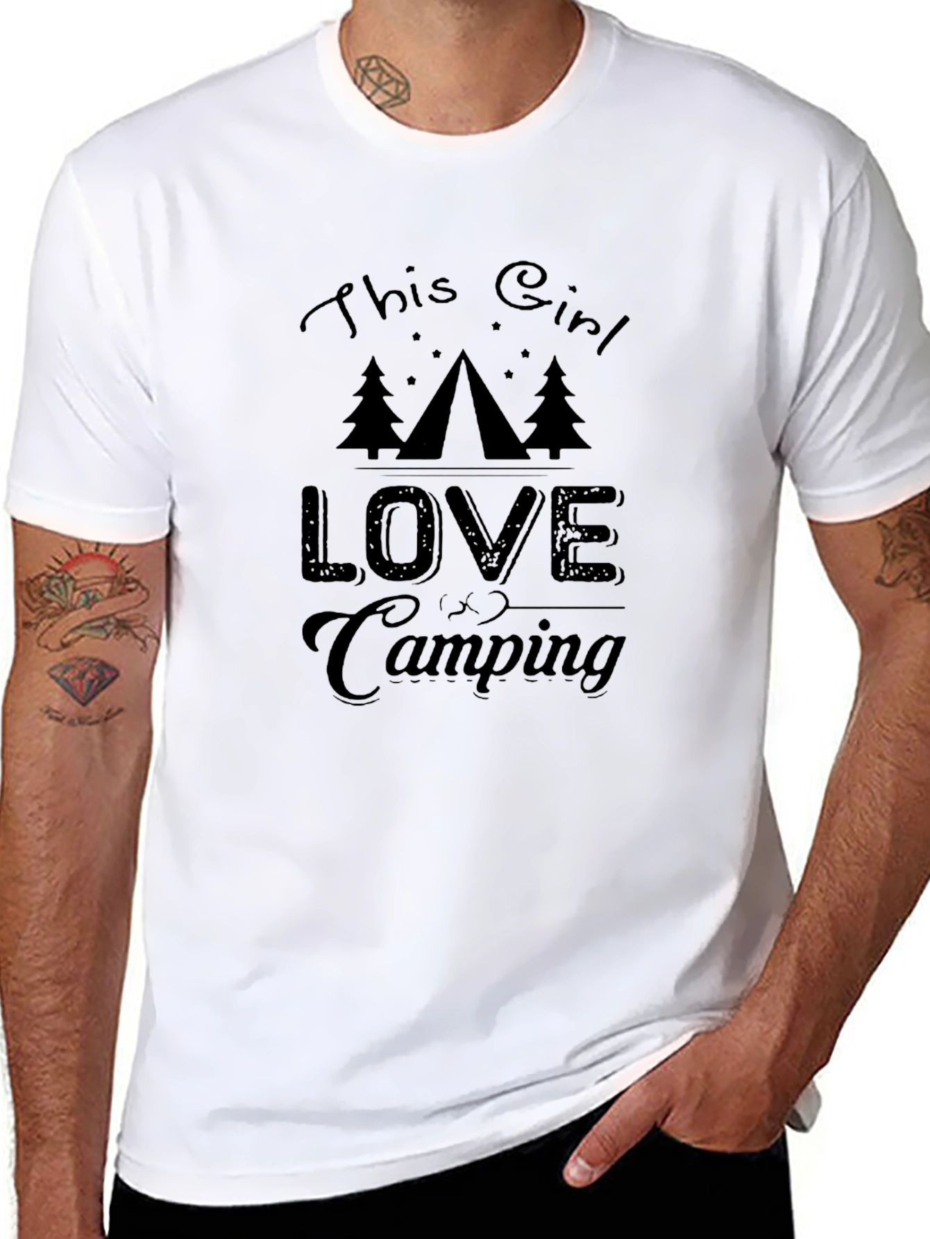This Girl Loves Camping Graphic Tee - Black