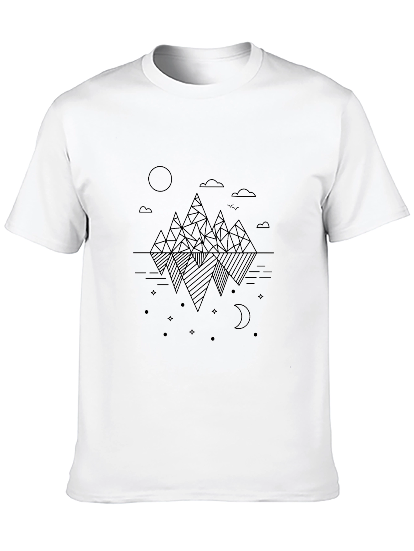 Geometric Mountain Reflection Black Tee