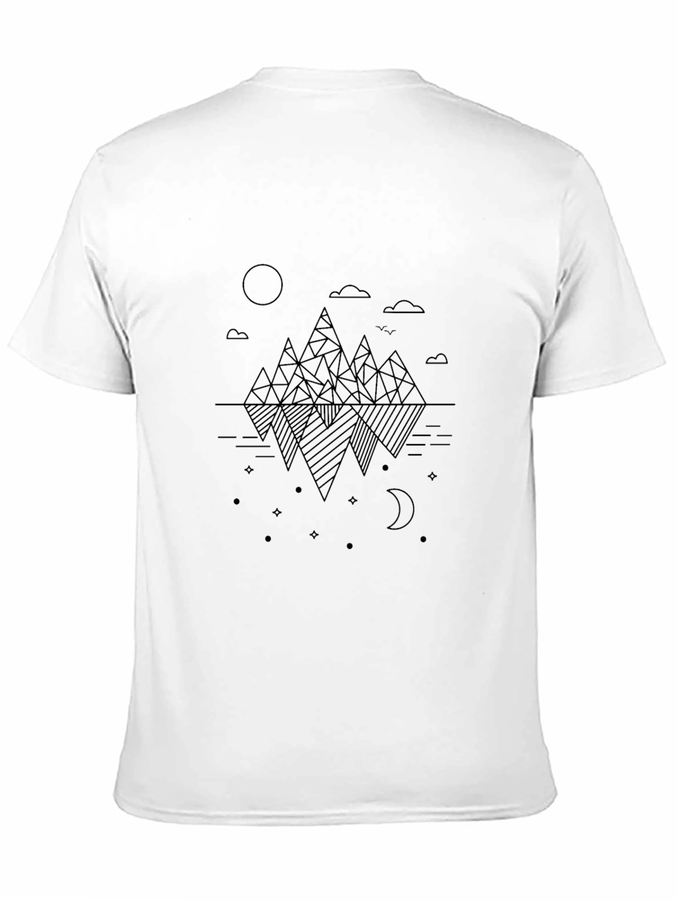 Geometric Mountain Reflection Black Tee