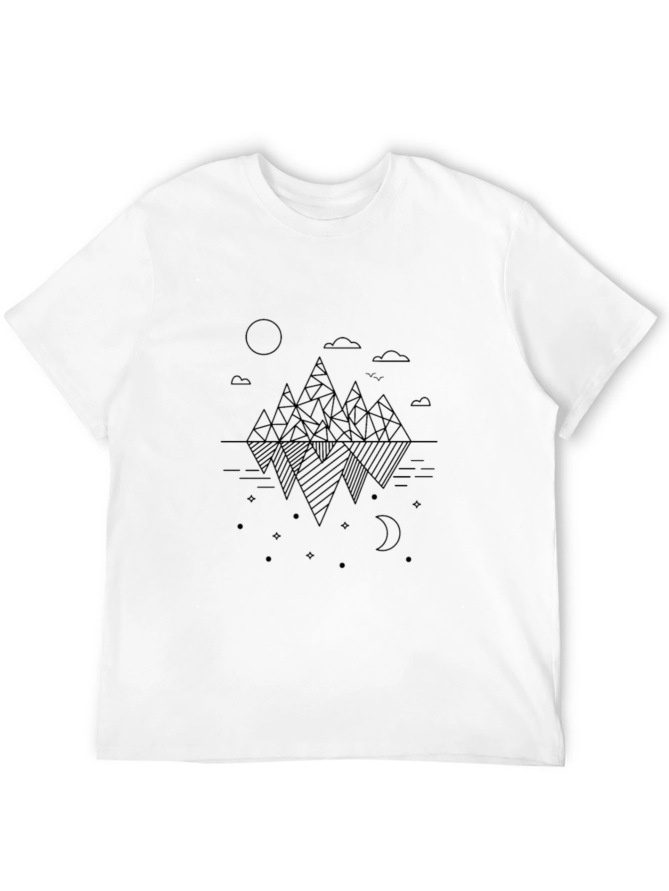 Geometric Mountain Reflection Black Tee