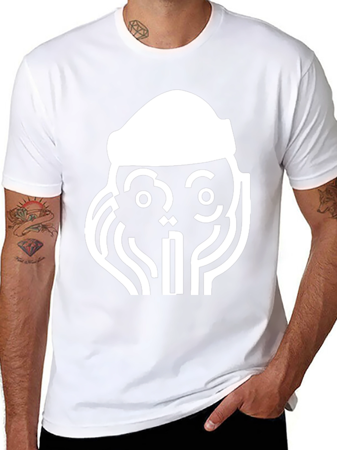 Abstract Graphic Print Tee - Black