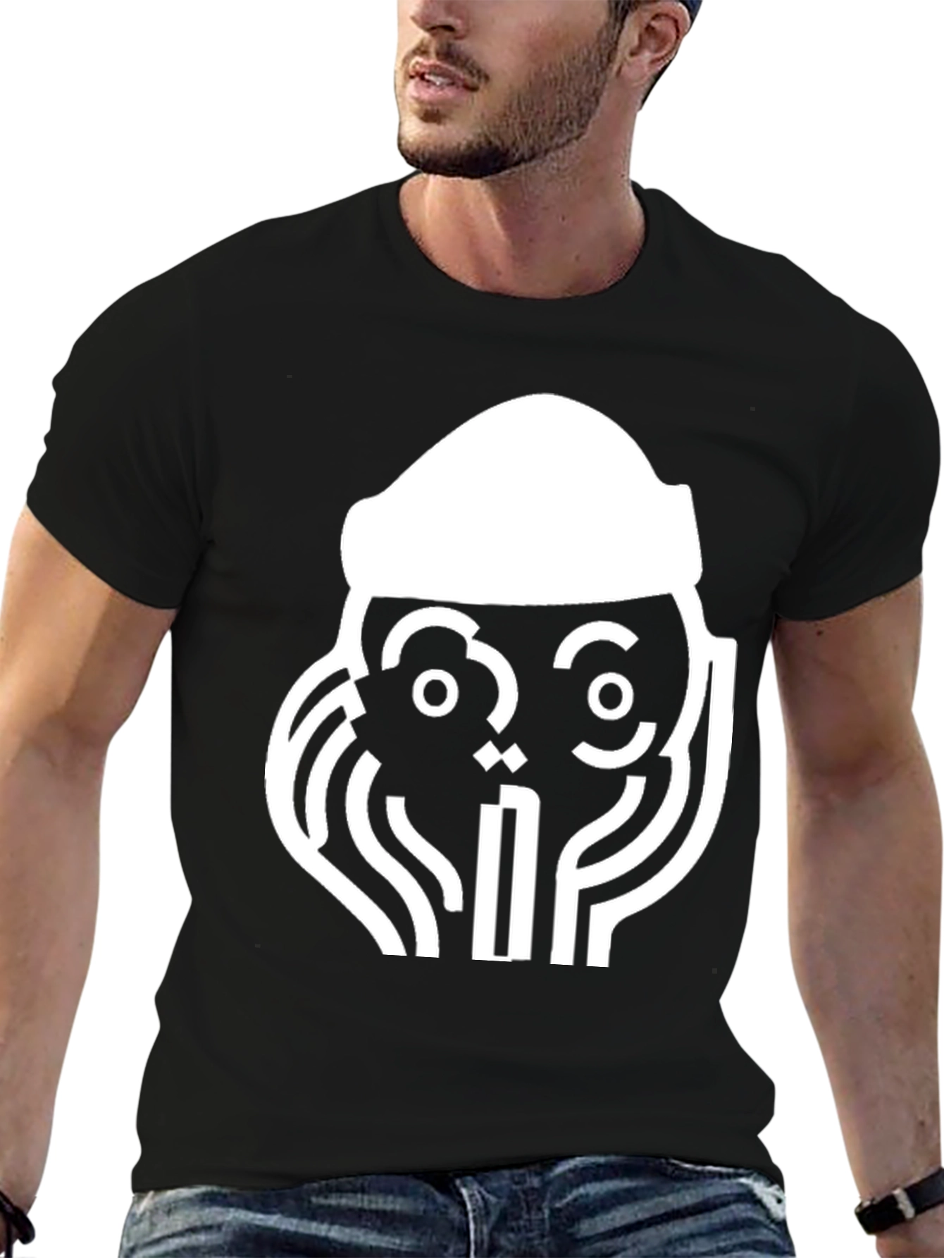Abstract Graphic Print Tee - Black