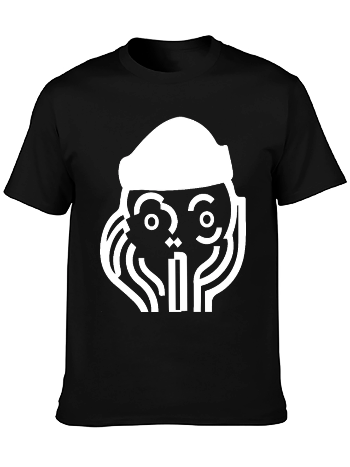 Abstract Graphic Print Tee - Black