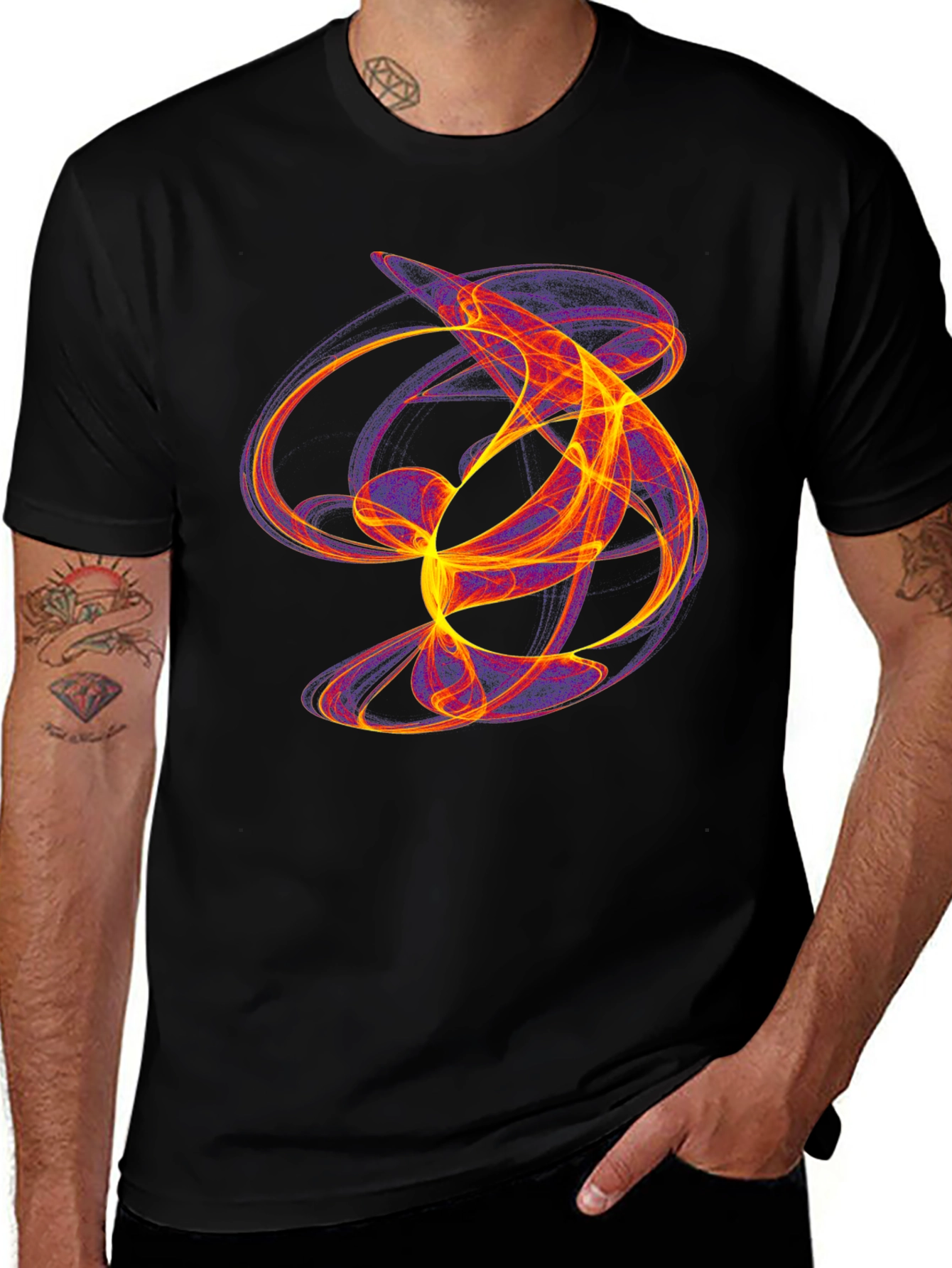 Abstract Flame Graphic Black T-Shirt