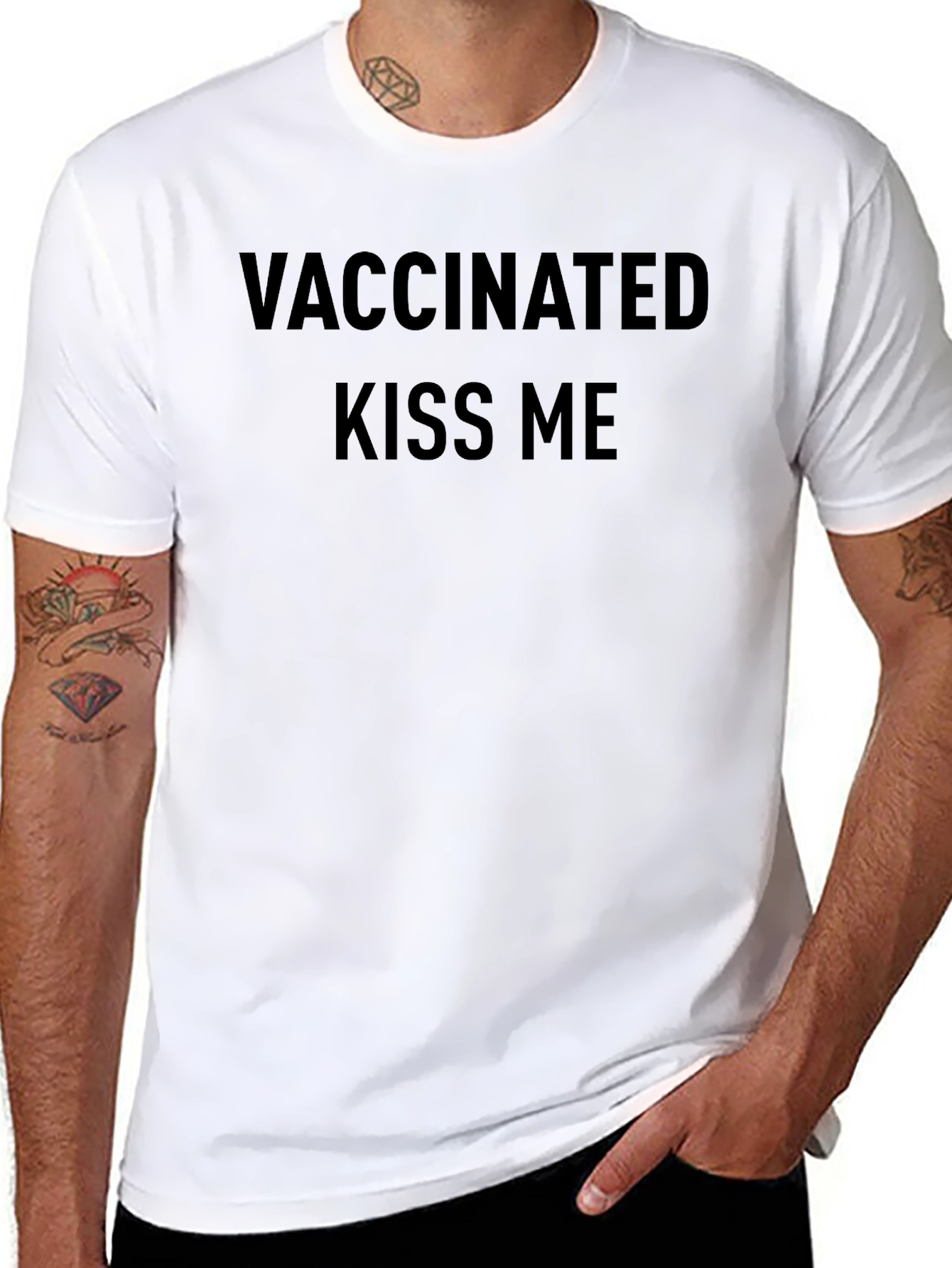 Vaccinated Kiss Me Tee - Black Casual T-Shirt