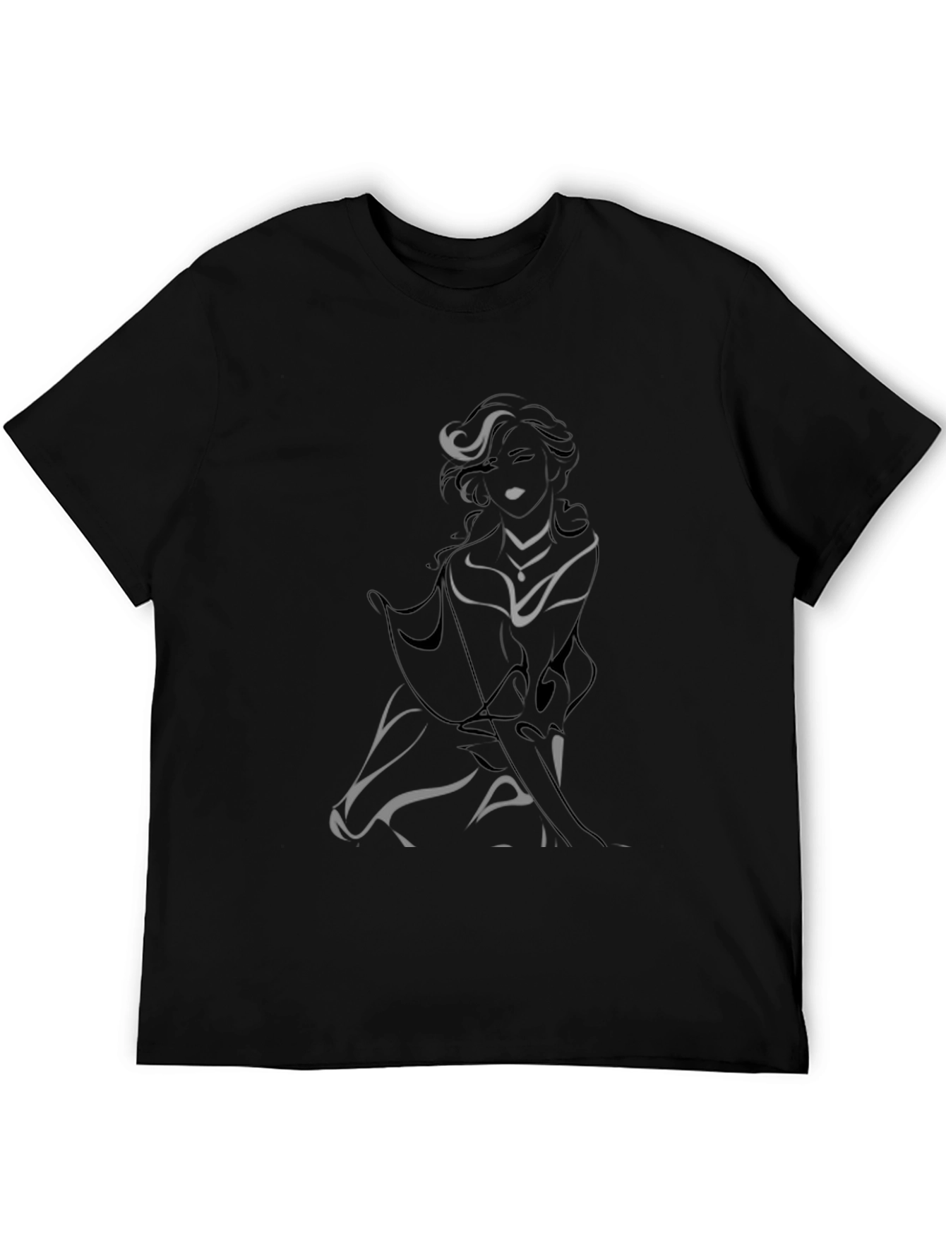 Elegant Silhouette Graphic Tee - Black Cotton