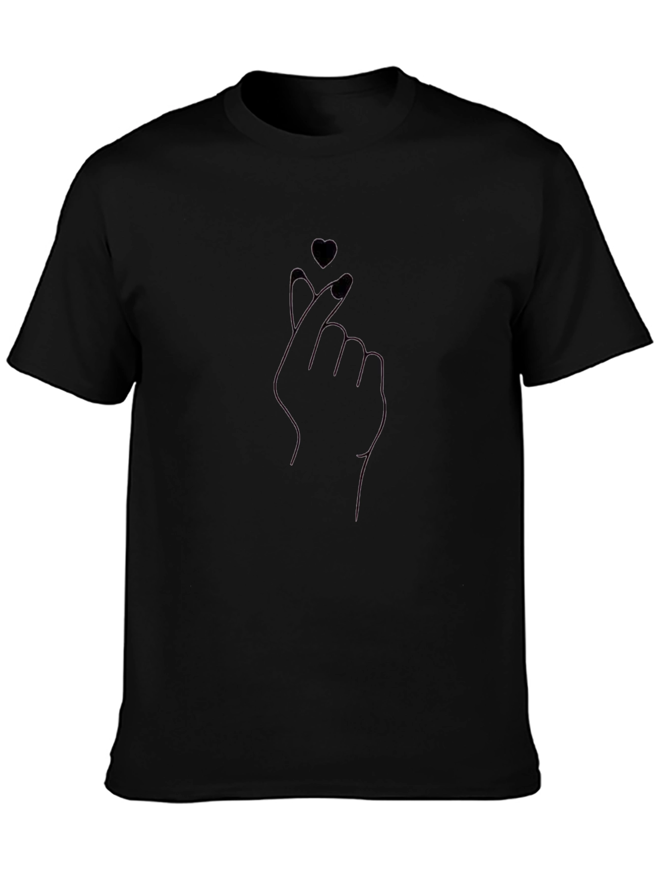 Love Heart Finger Gesture Black T-Shirt