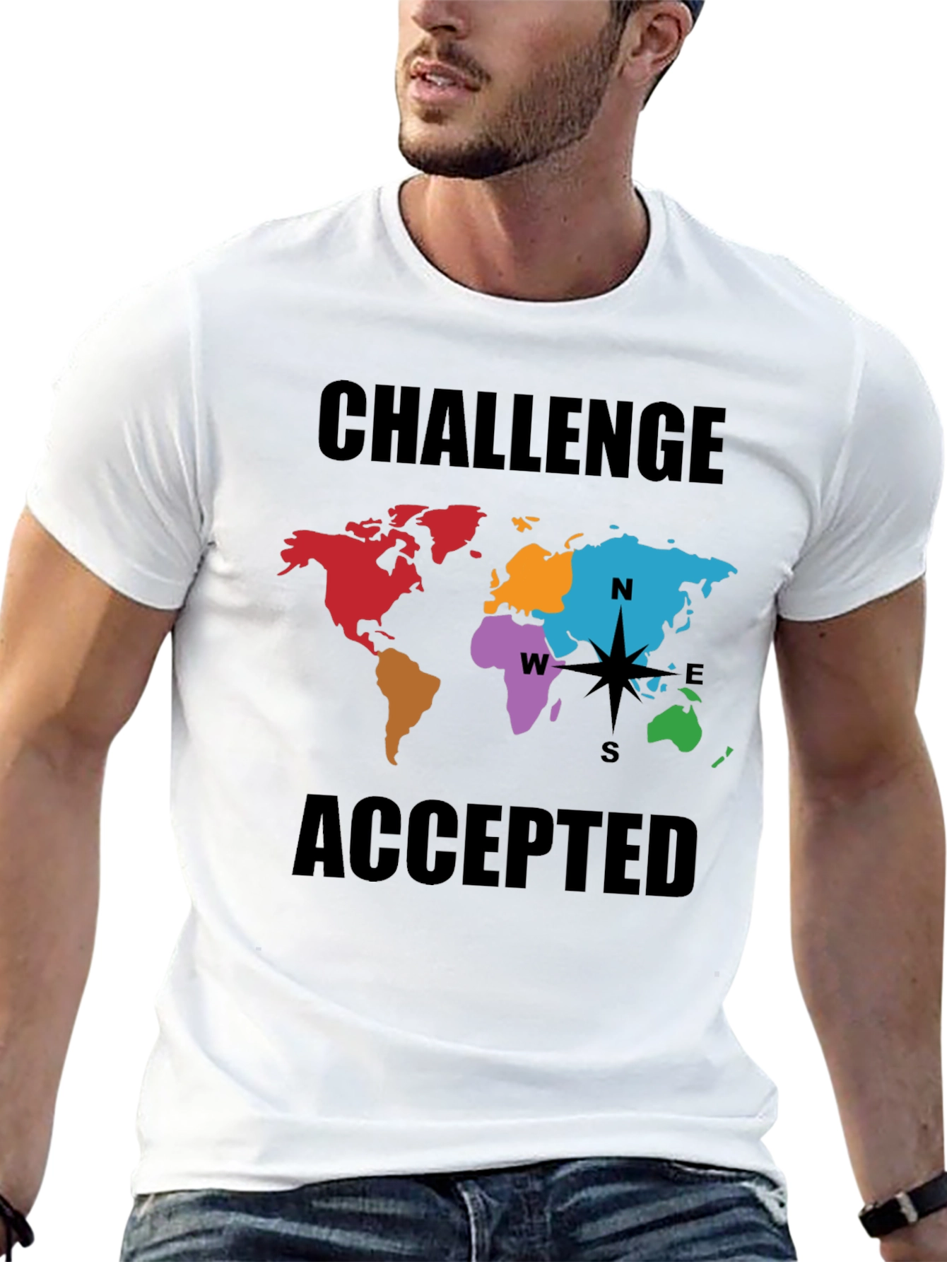 Challenge Accepted World Map Graphic Tee
