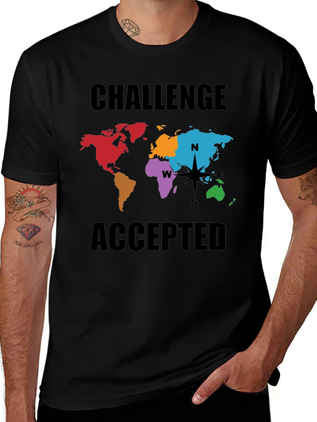 Challenge Accepted World Map Graphic Tee