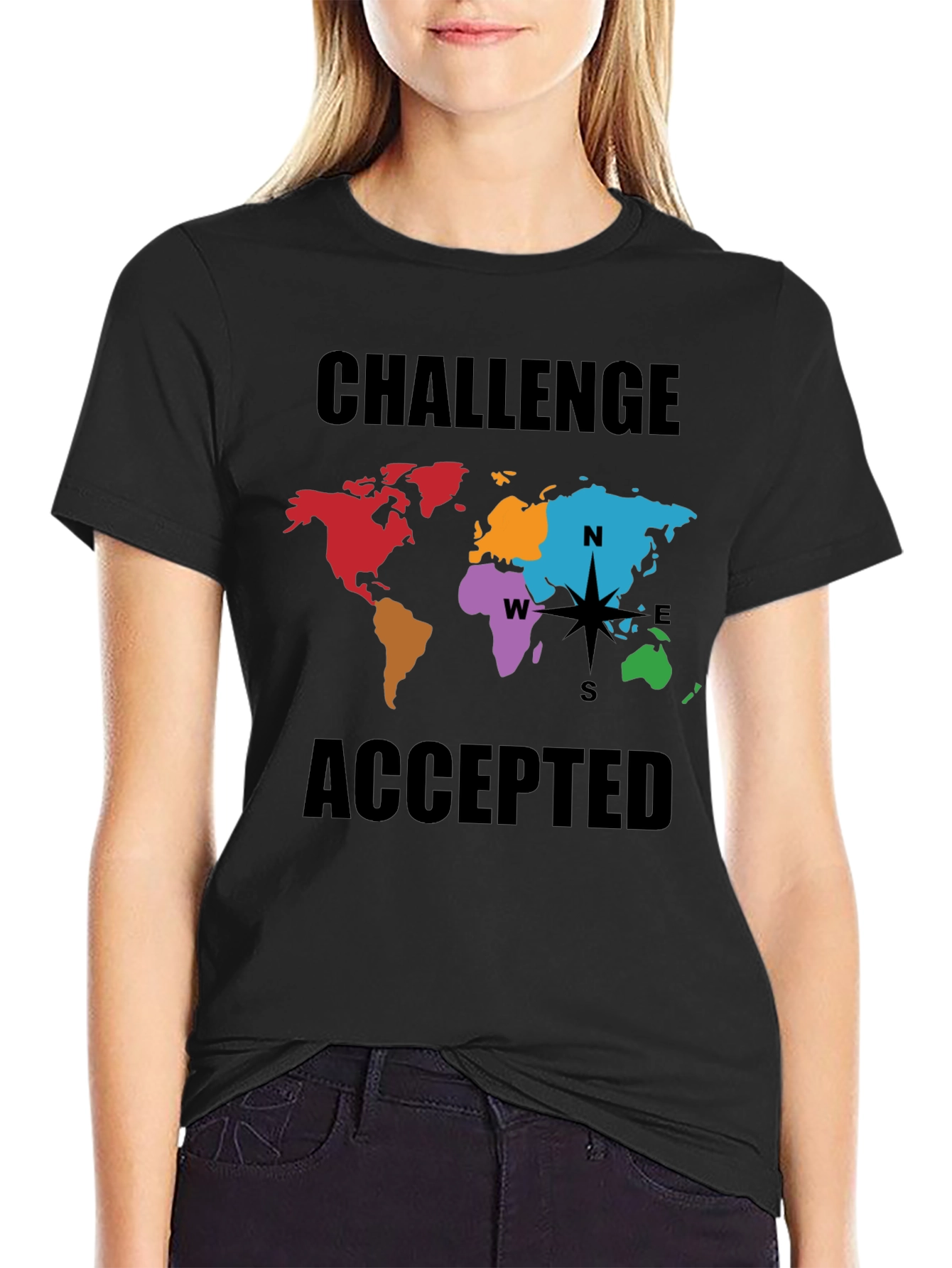 Challenge Accepted World Map Graphic Tee