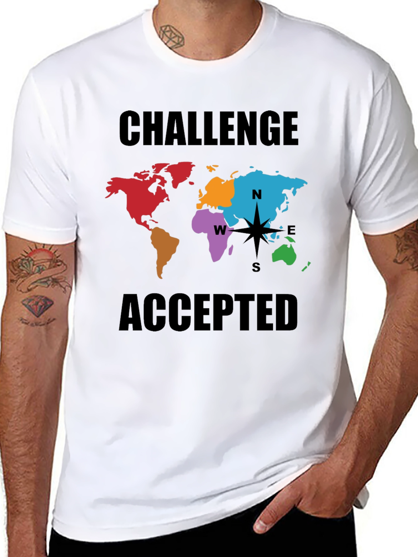Challenge Accepted World Map Graphic Tee