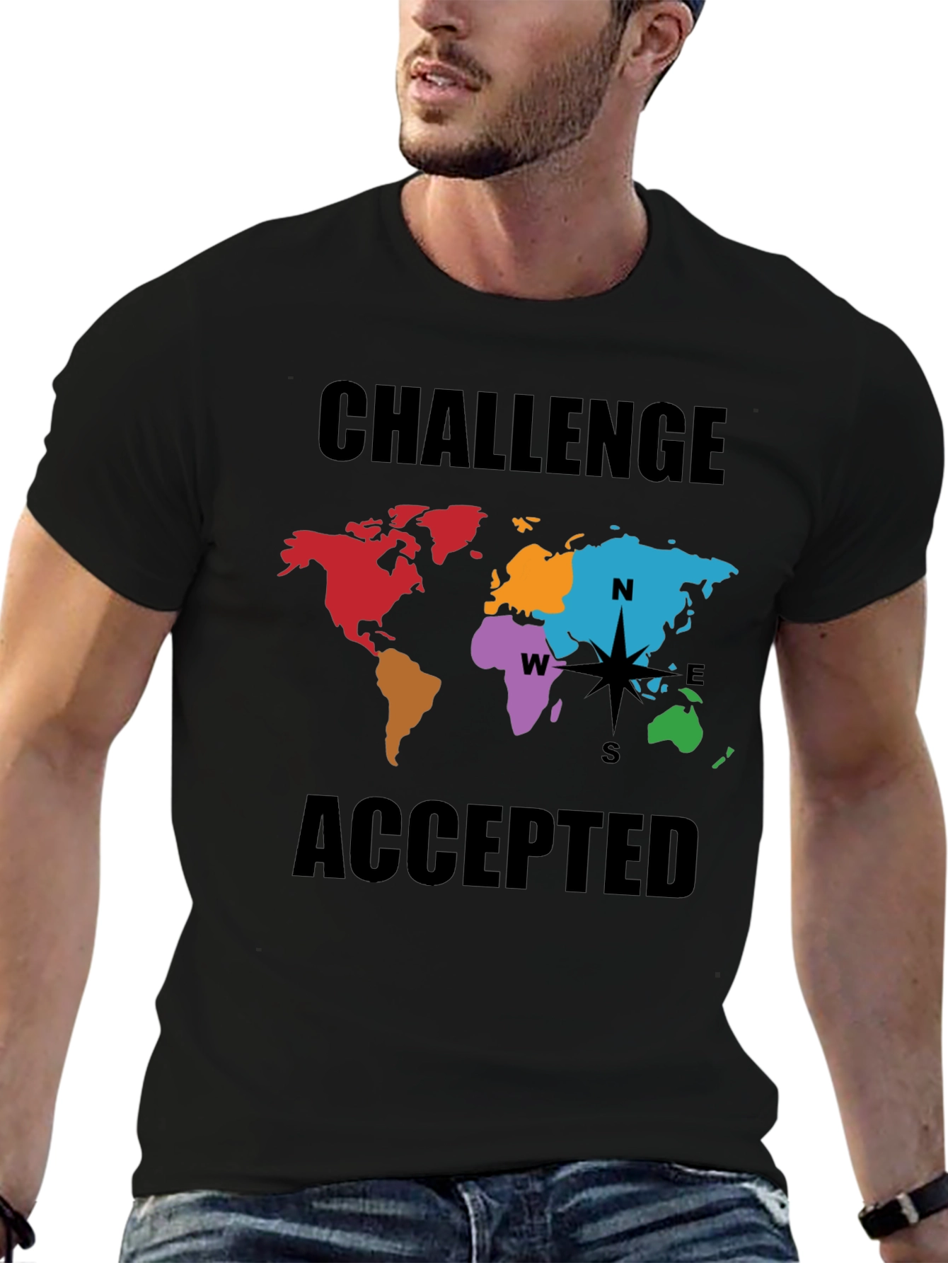 Challenge Accepted World Map Graphic Tee