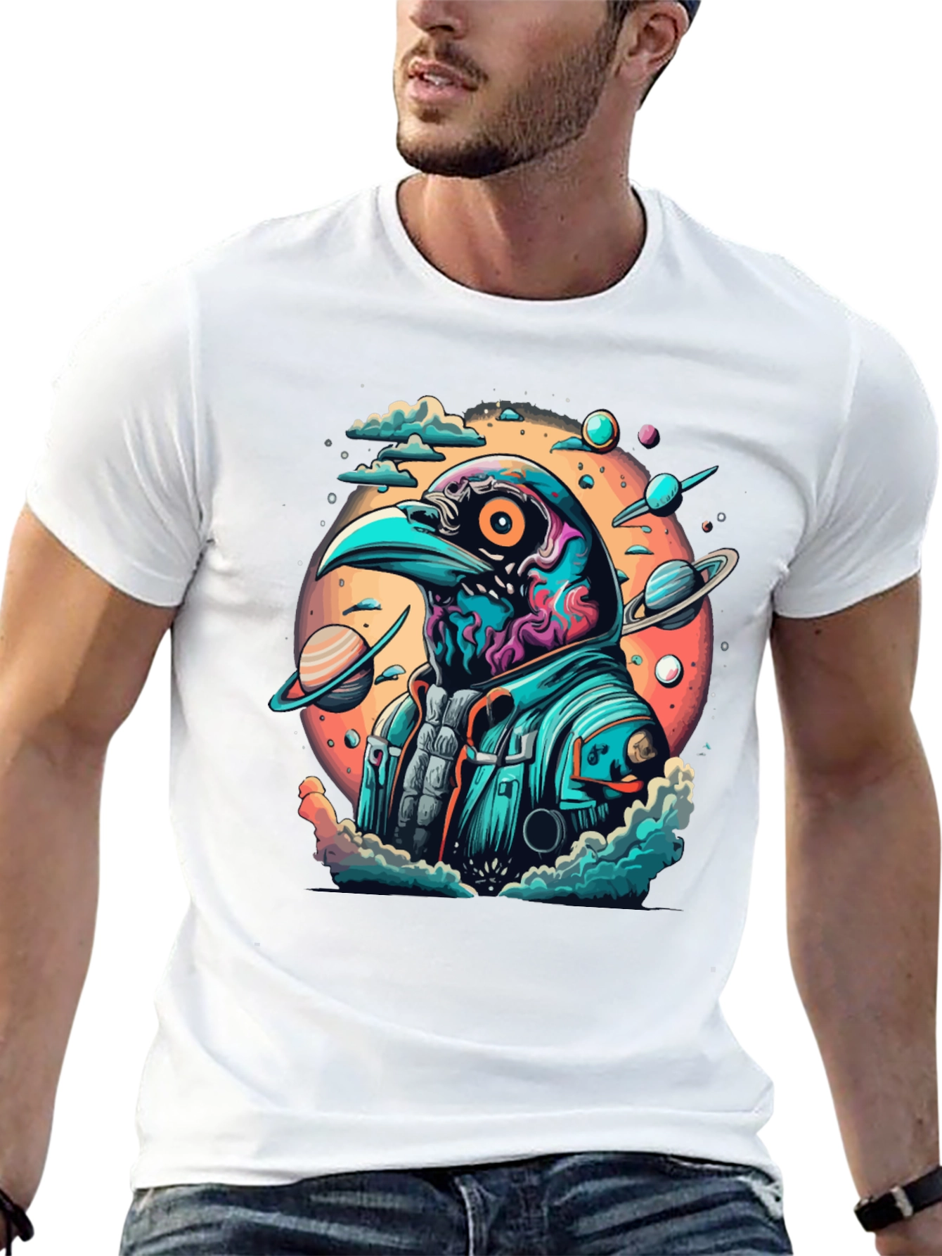 Cosmic Crow T-Shirt - Galaxy Bird Astronaut Tee