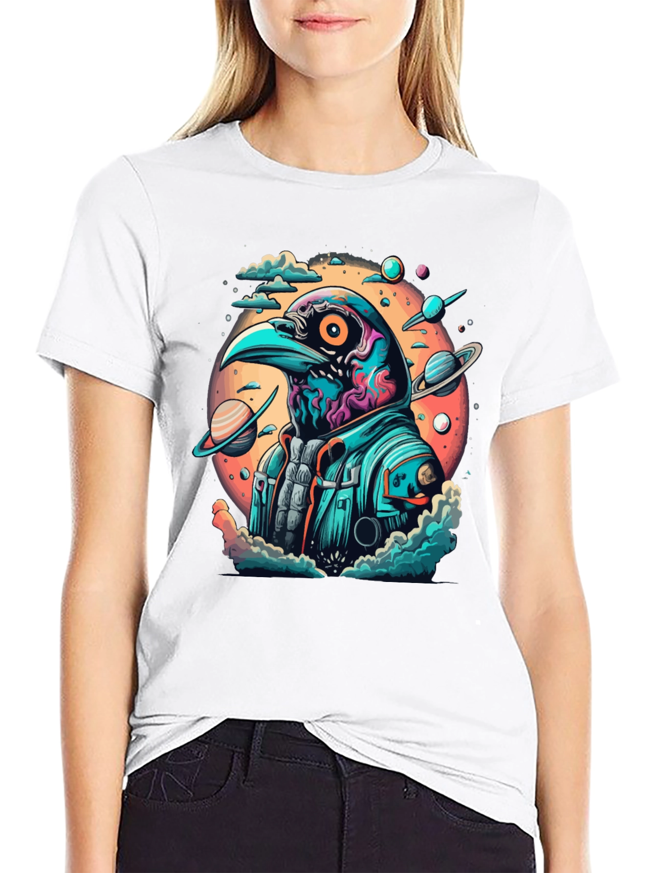 Cosmic Crow T-Shirt - Galaxy Bird Astronaut Tee