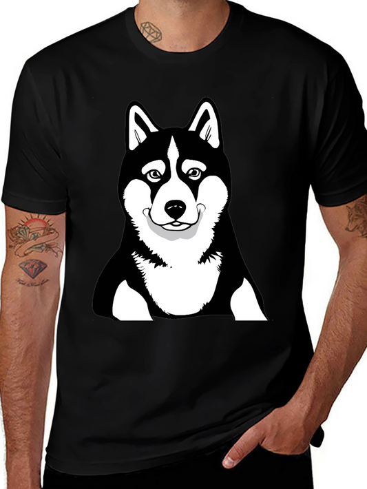 Husky Dog Graphic Black T-Shirt