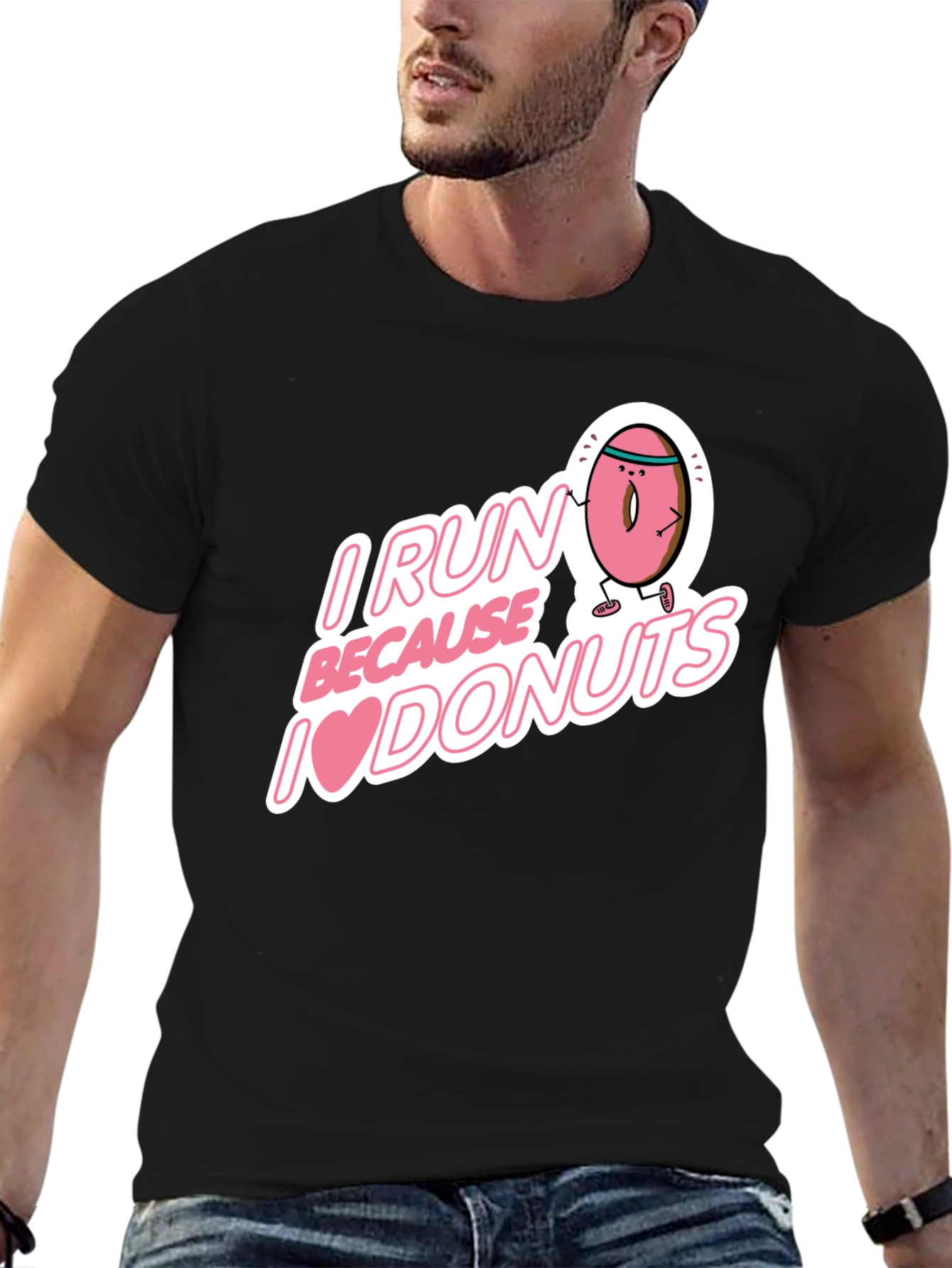 I Run Because I Love Donuts Graphic T-Shirt