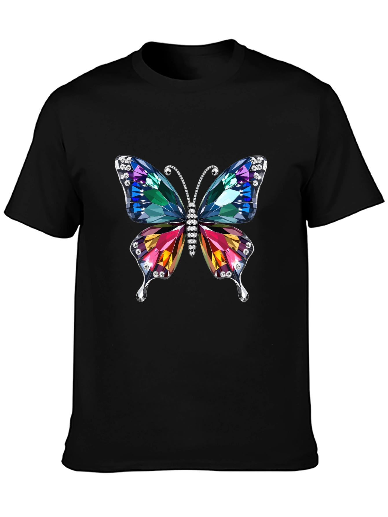 Butterfly Jewel Graphic Black T-Shirt