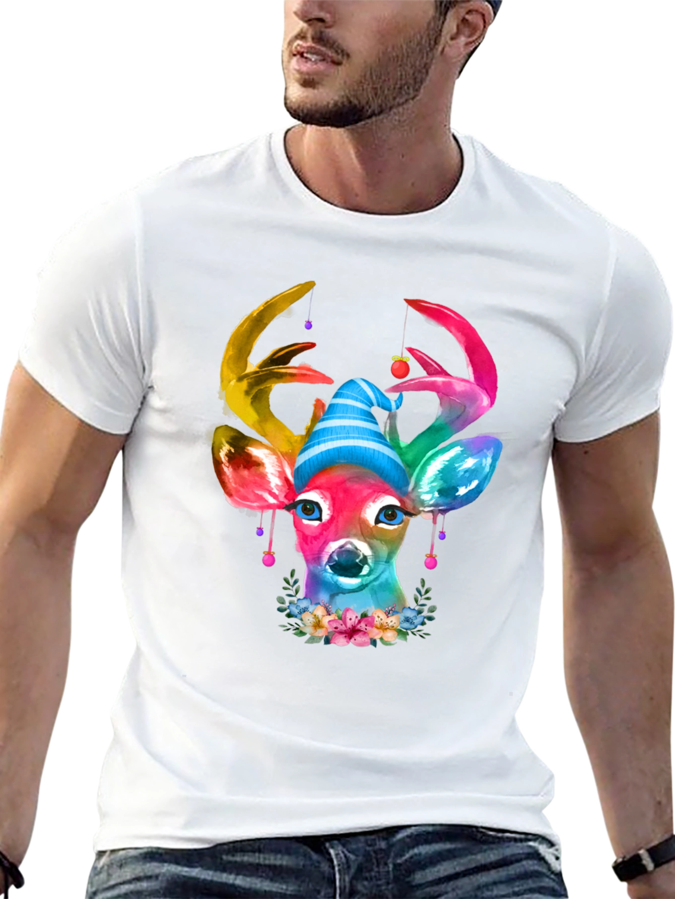Watercolor Deer Christmas T-Shirt