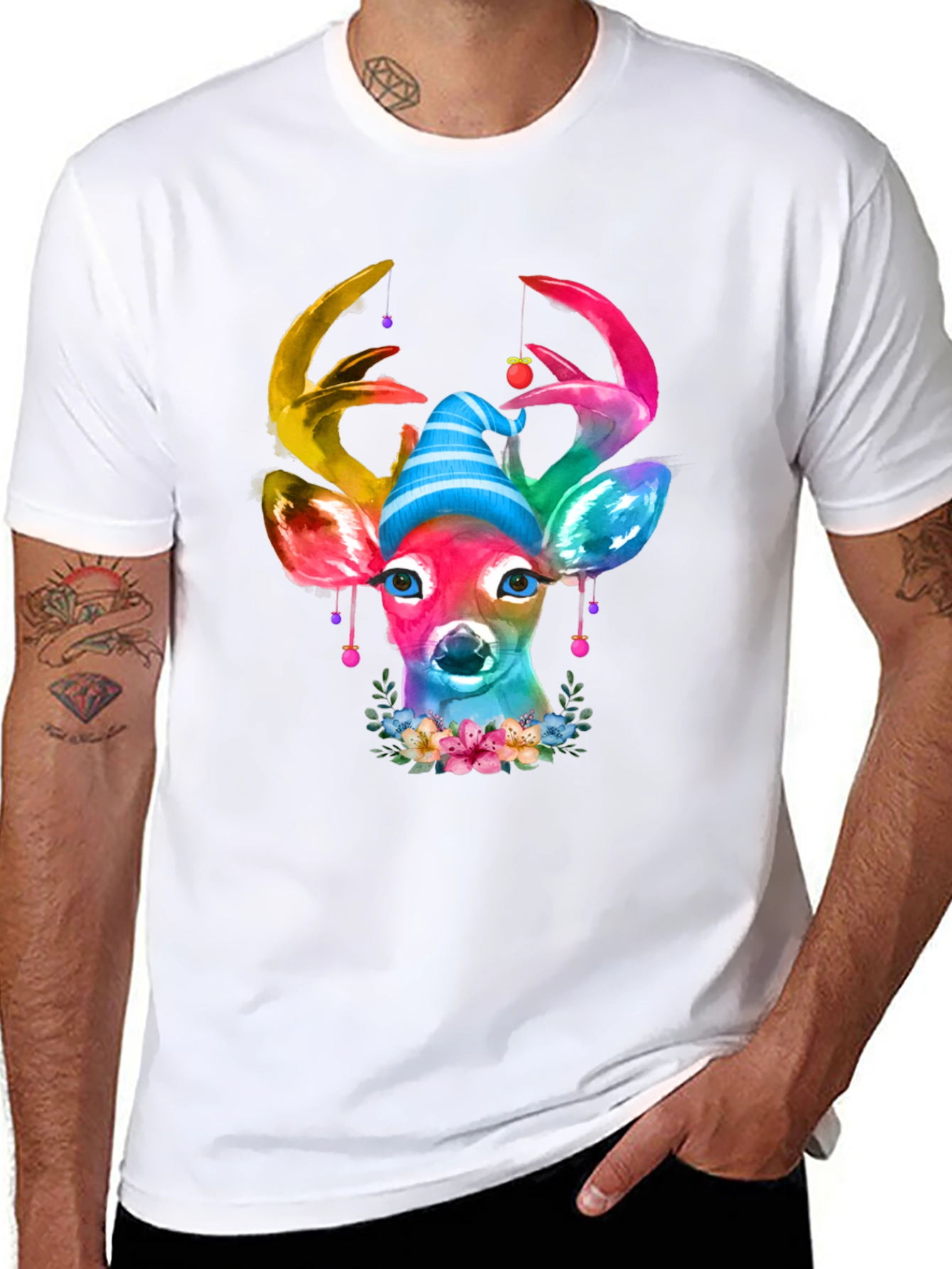 Watercolor Deer Christmas T-Shirt