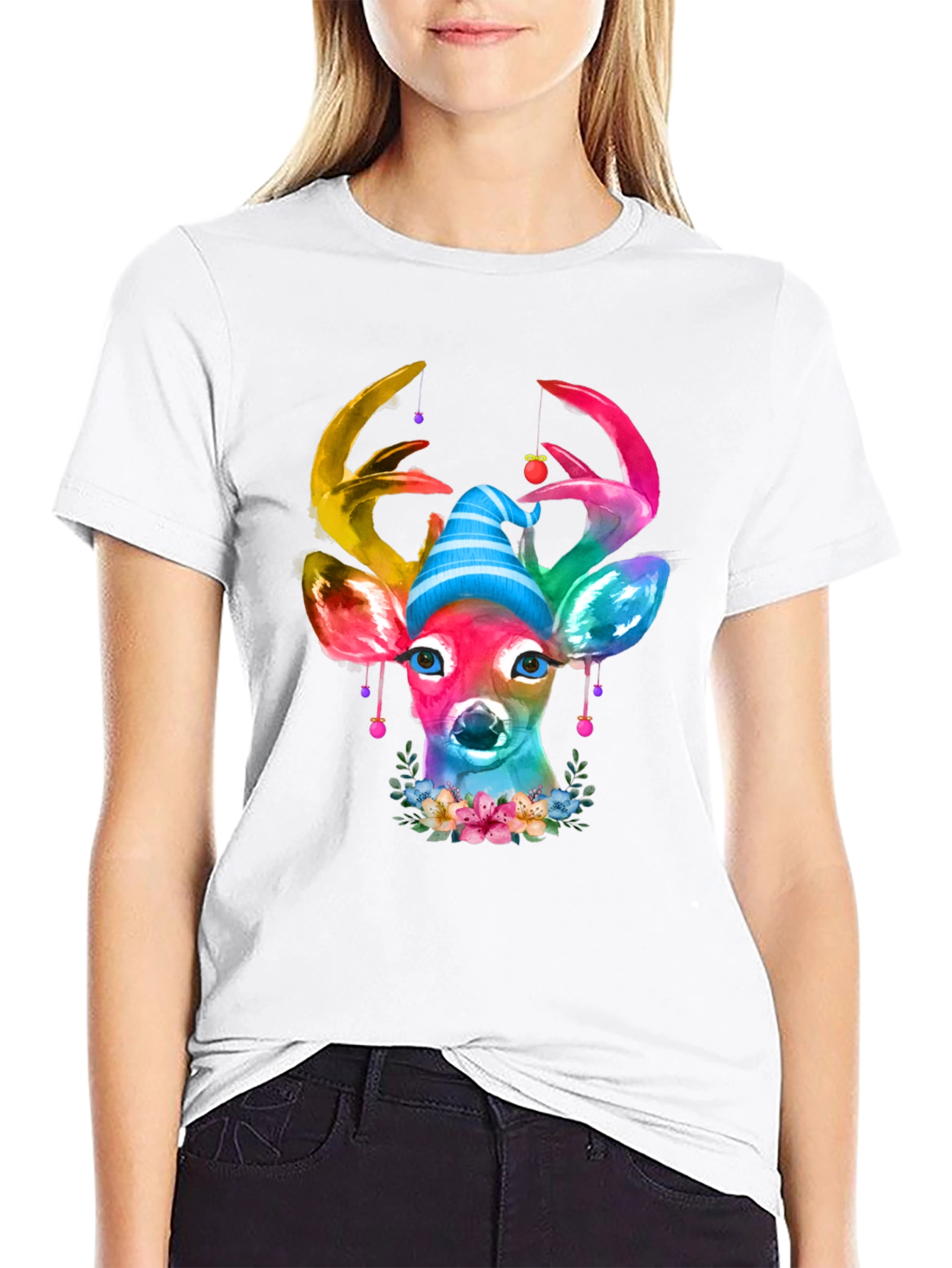 Watercolor Deer Christmas T-Shirt