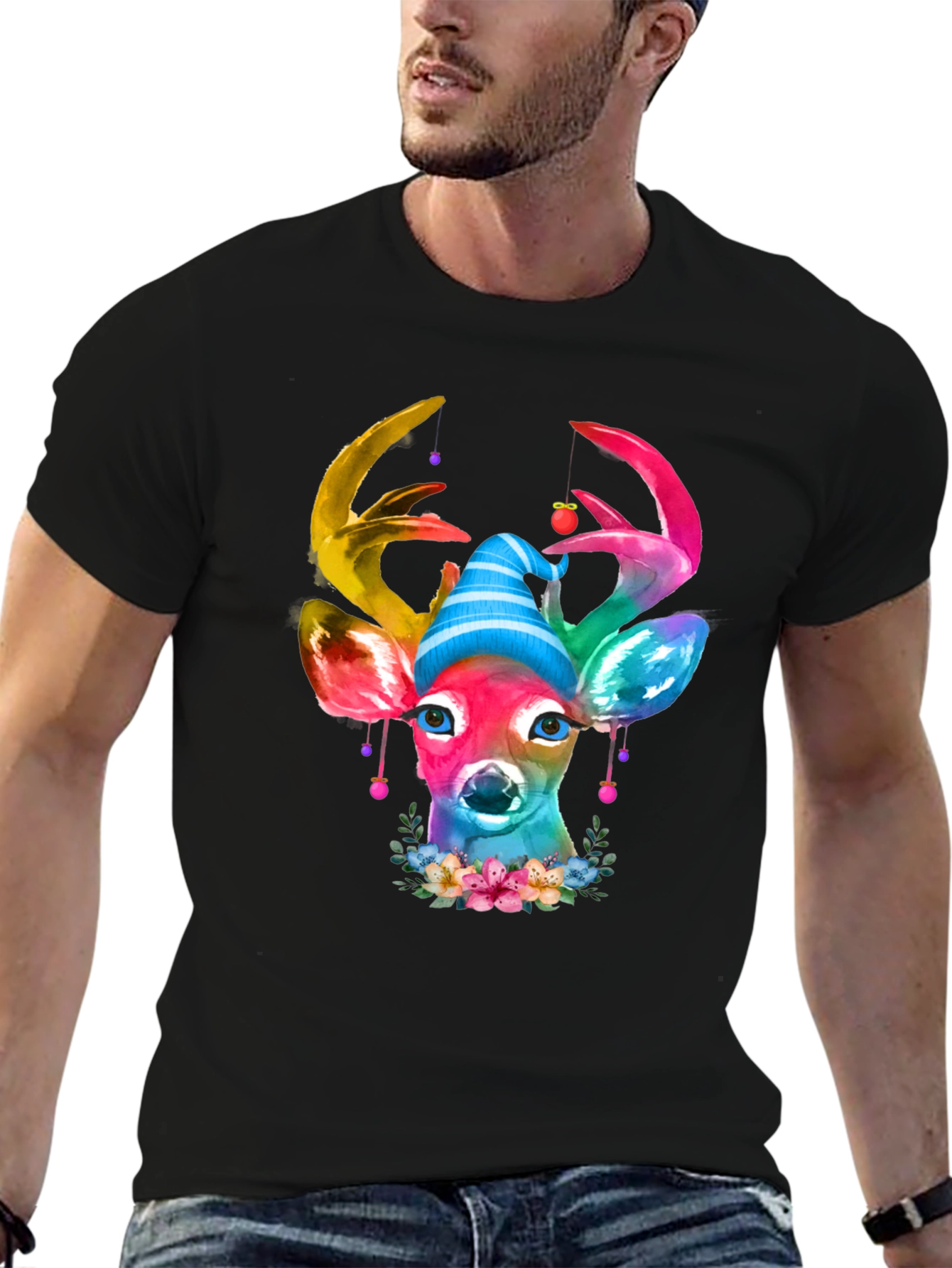 Watercolor Deer Christmas T-Shirt
