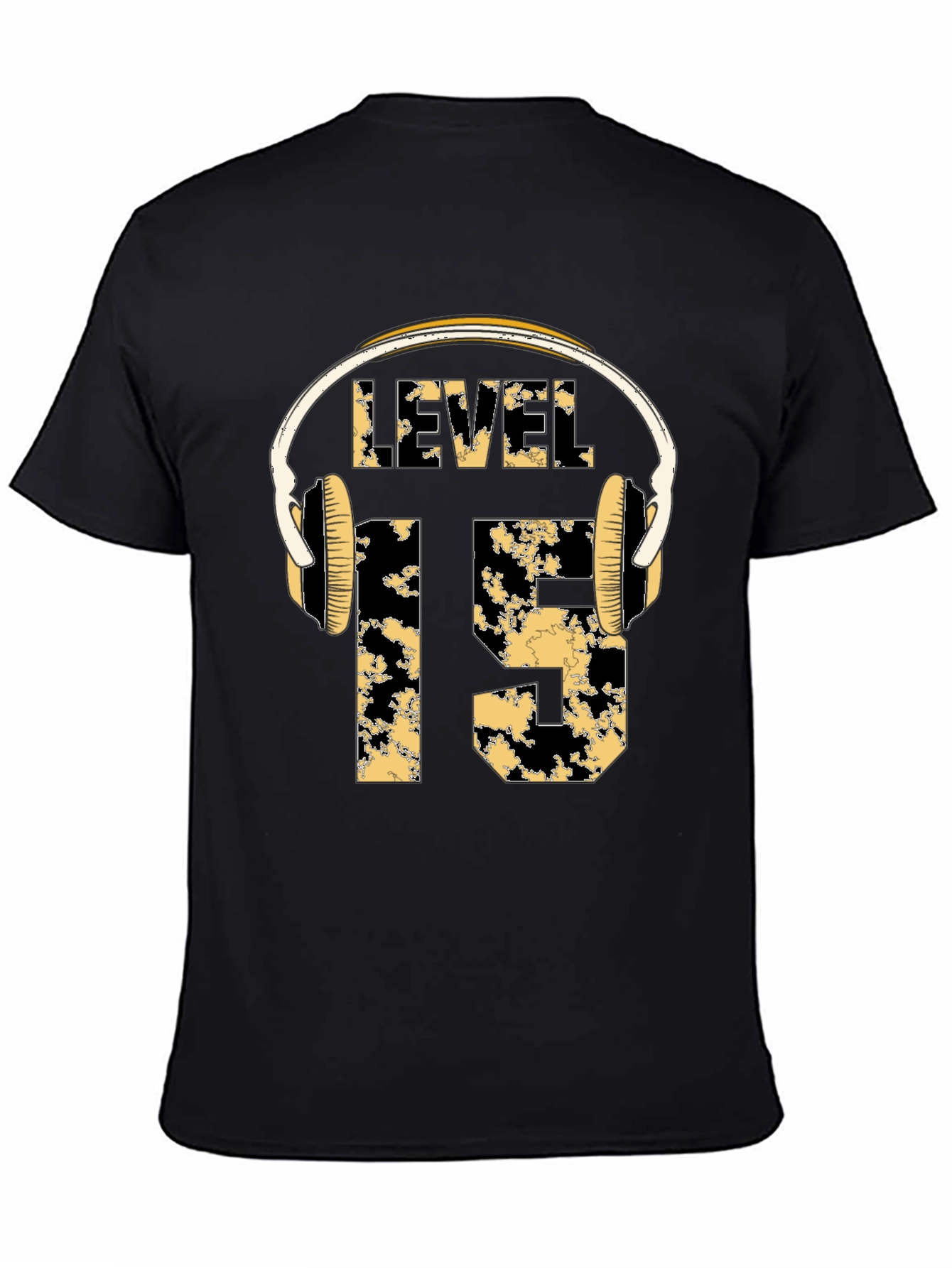 Level 15 Gamer T-Shirt with Headphone Design