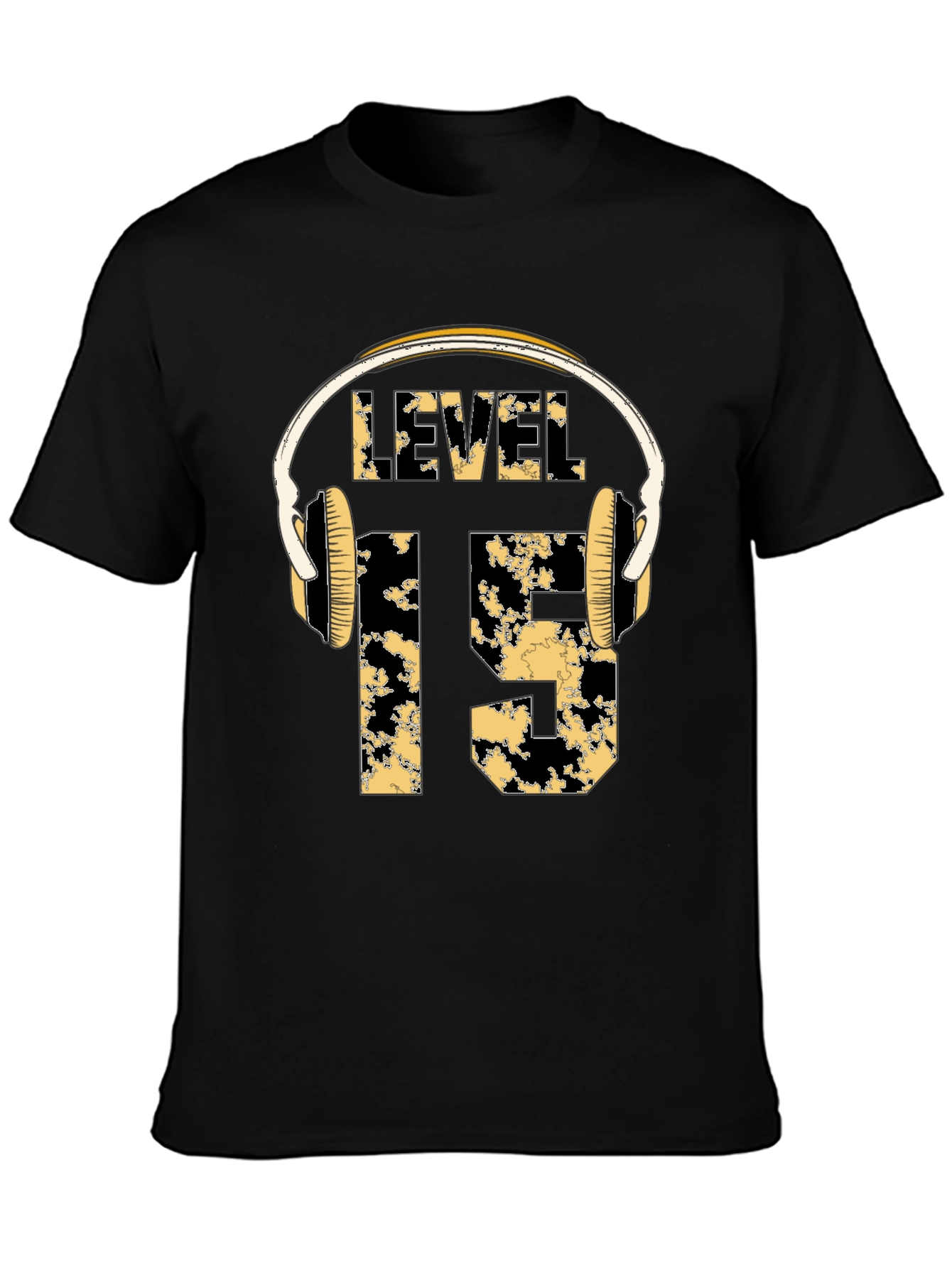 Level 15 Gamer T-Shirt with Headphone Design