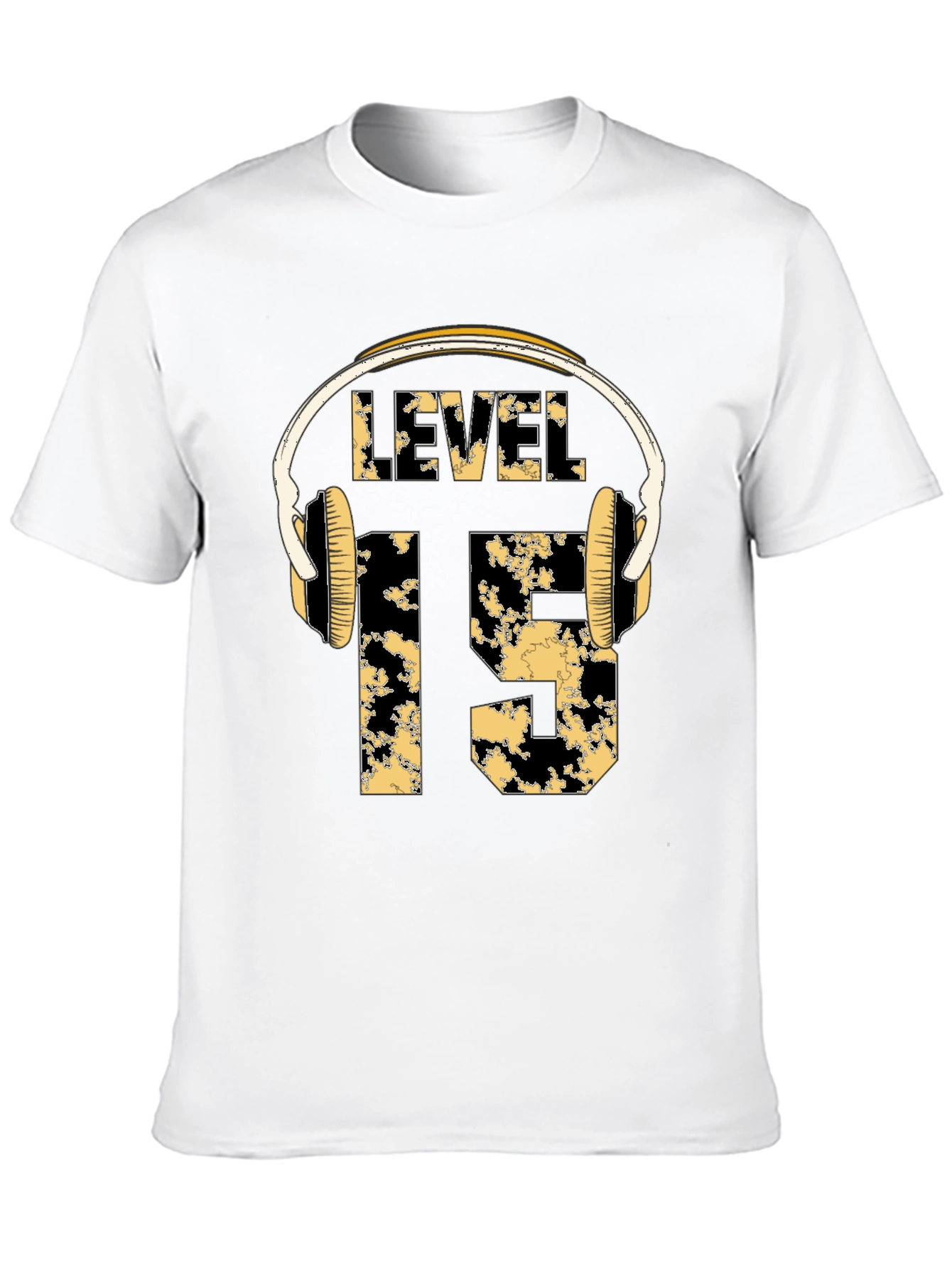 Level 15 Gamer T-Shirt with Headphone Design