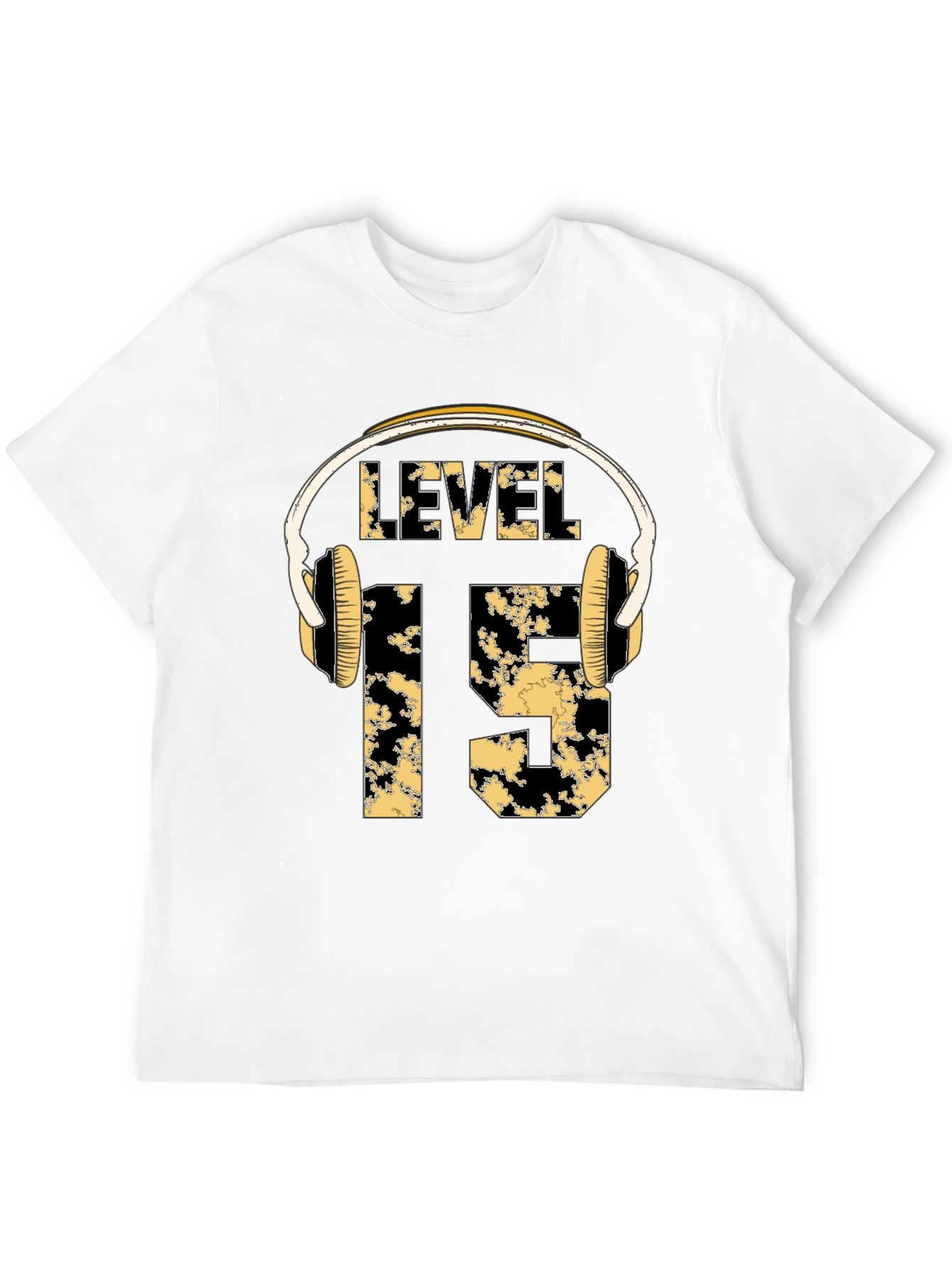 Level 15 Gamer T-Shirt with Headphone Design