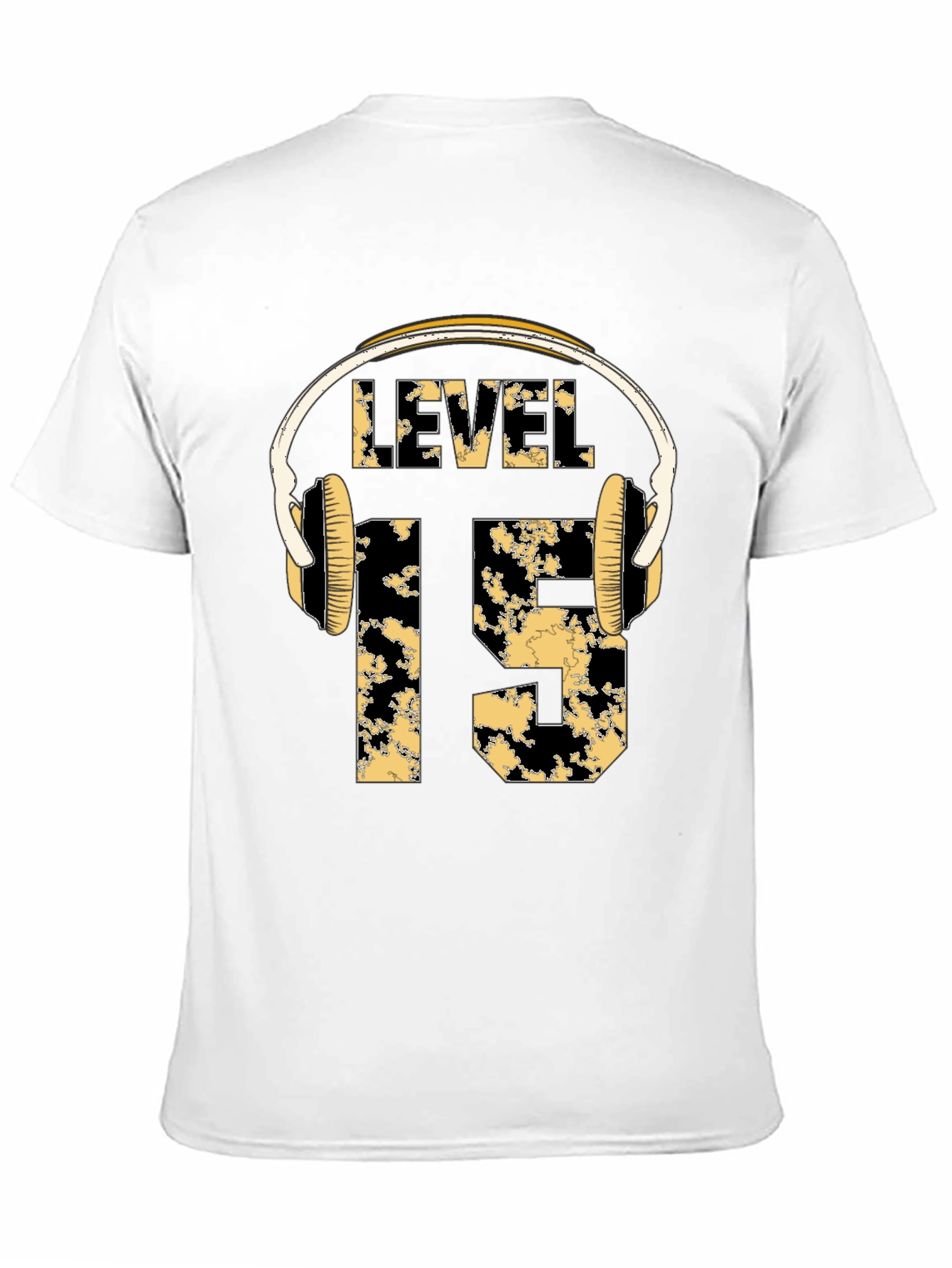 Level 15 Gamer T-Shirt with Headphone Design