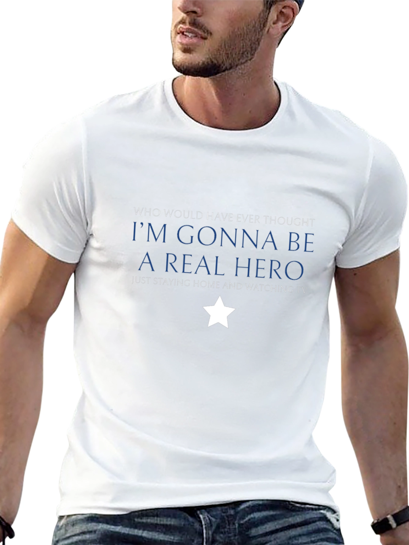 Hero at Home Black T-Shirt: Stay Home Watch TV