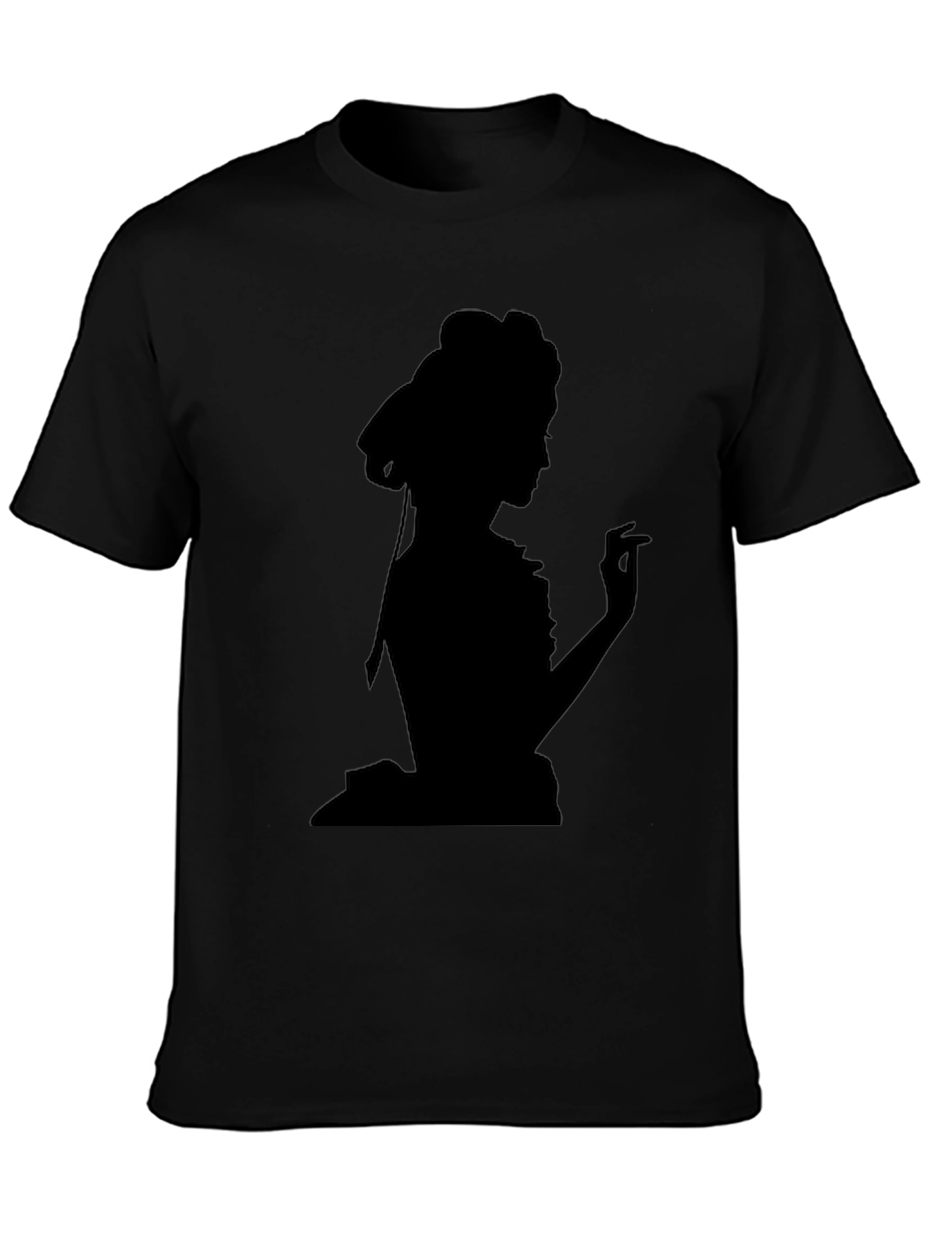 Silhouette Lady Tee - Elegant Black Graphic T-Shirt