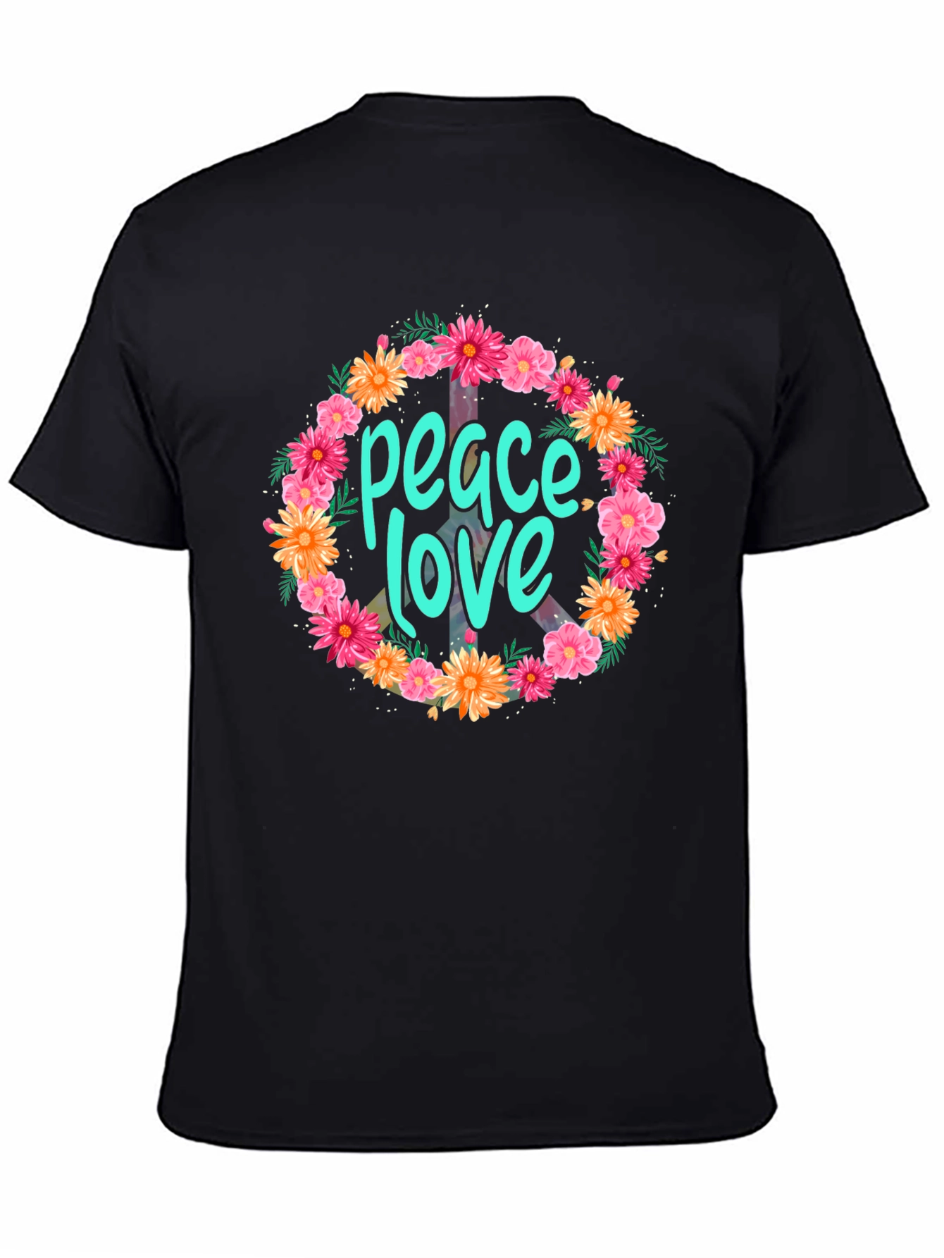 Peace & Love Floral Wreath Graphic Tee