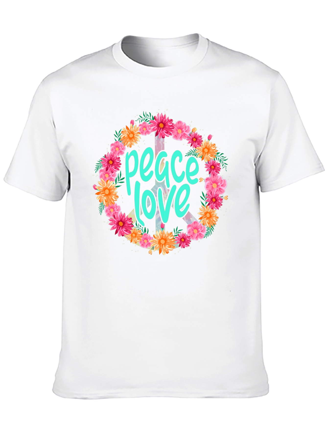Peace & Love Floral Wreath Graphic Tee