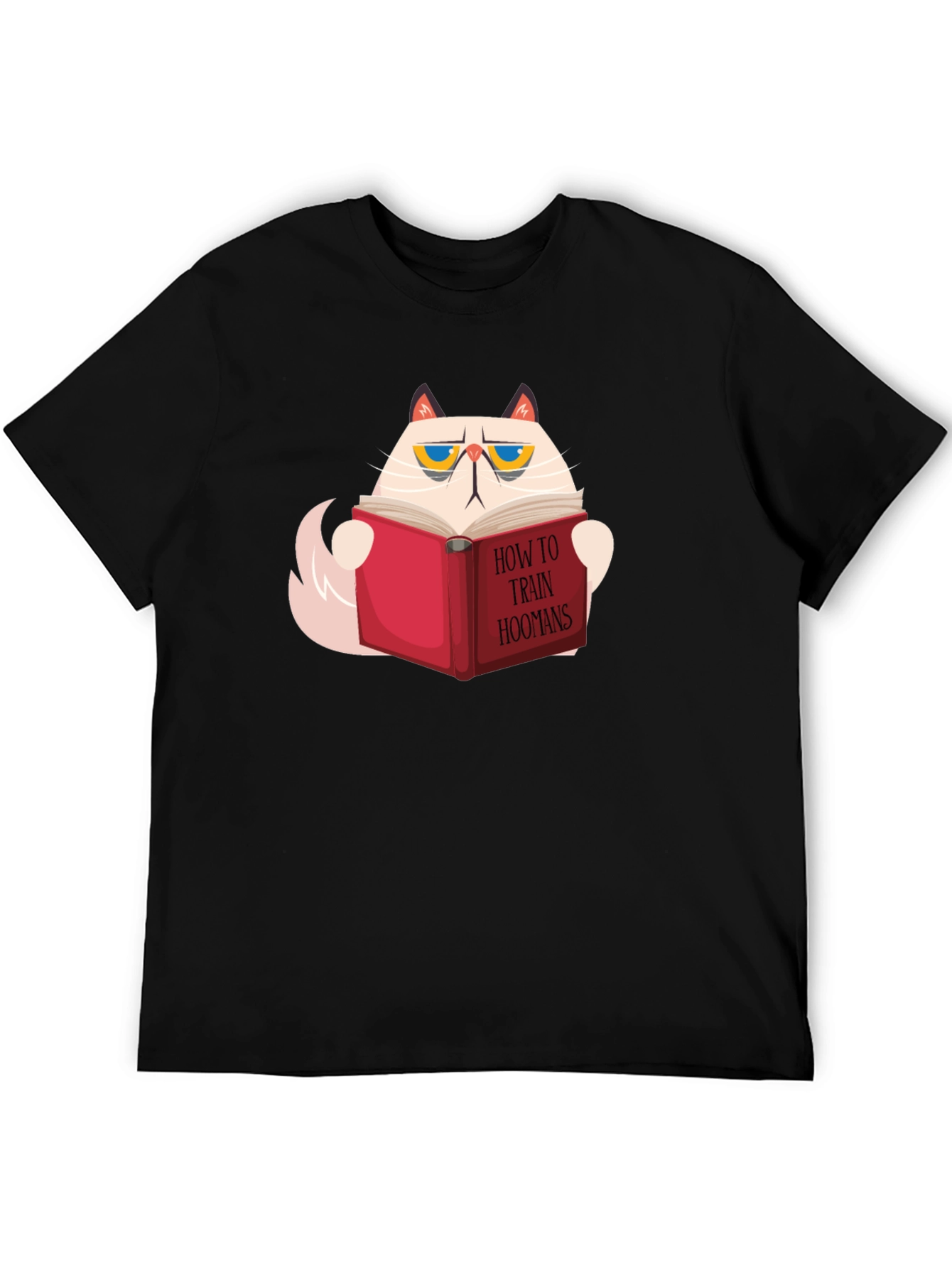 Cat Reading How To Train Hoomans Black T-Shirt