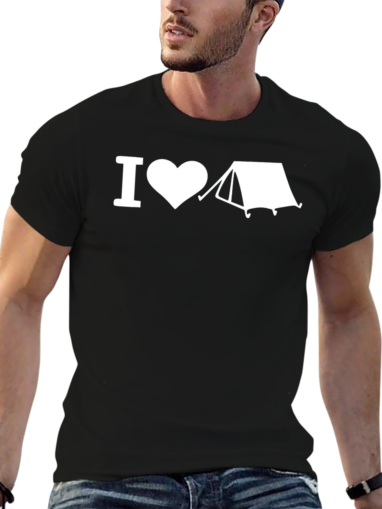 I Heart Camping Graphic T-Shirt - Black